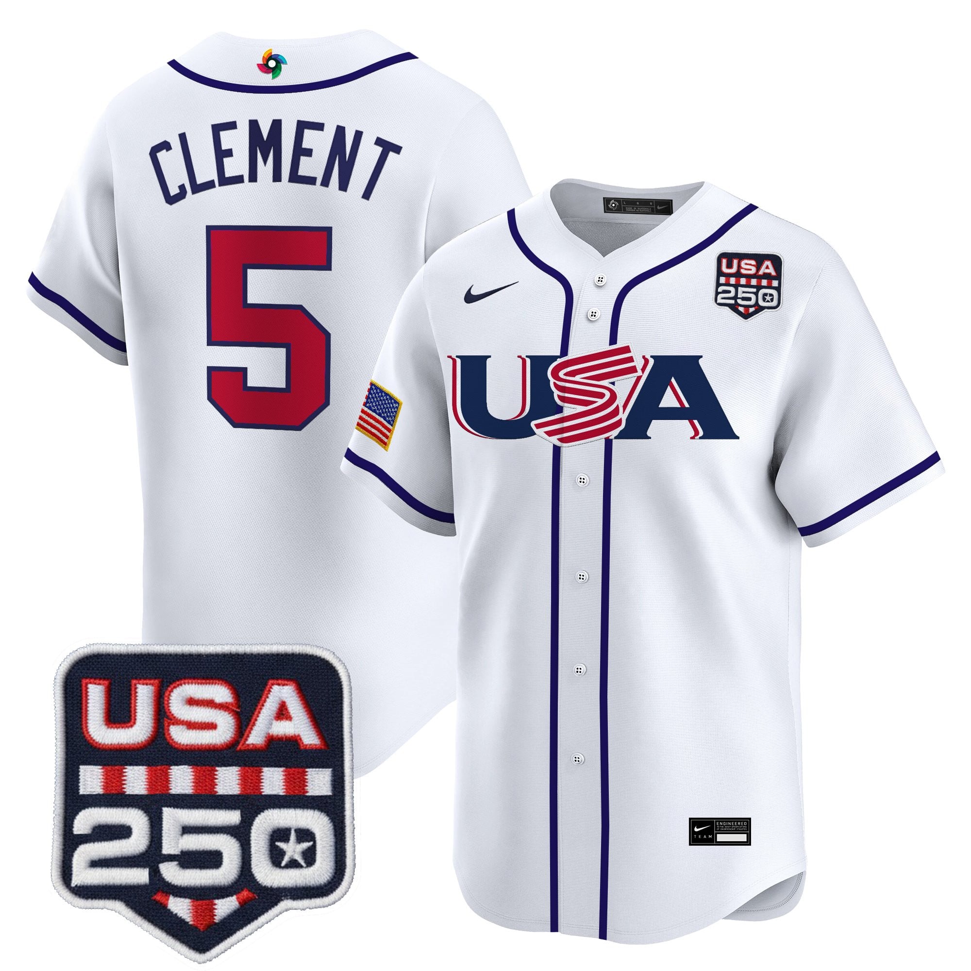Men's Team USA World Baseball Classic 250America Patch Vapor Premier Jersey - All Stitched