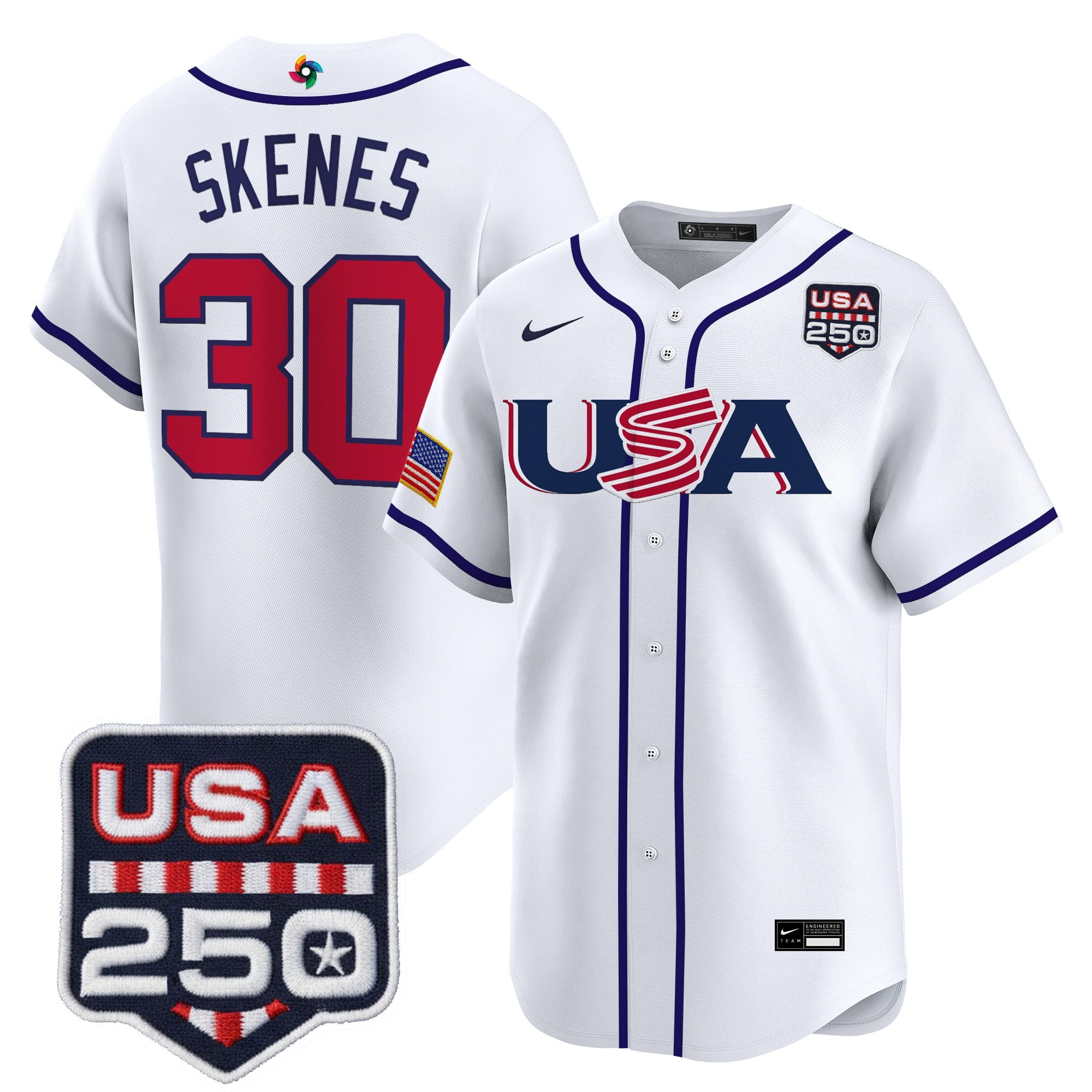 Men's Team USA World Baseball Classic 250America Patch Vapor Premier Jersey - All Stitched