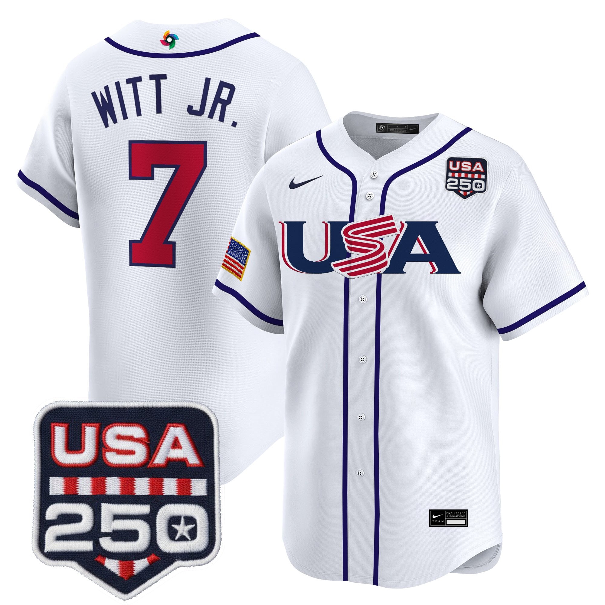 Men's Team USA World Baseball Classic 250America Patch Vapor Premier Jersey - All Stitched