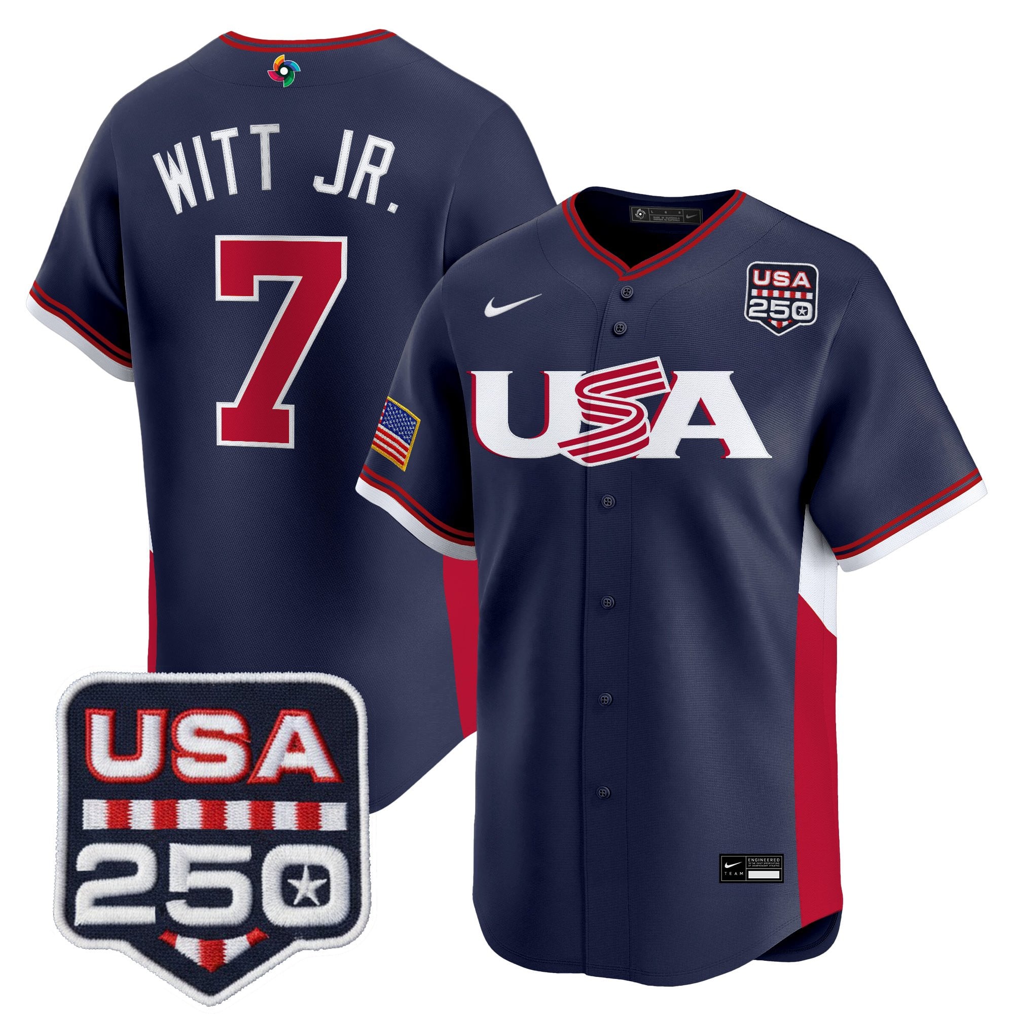 Men's Team USA World Baseball Classic 250America Patch Vapor Premier Jersey - All Stitched
