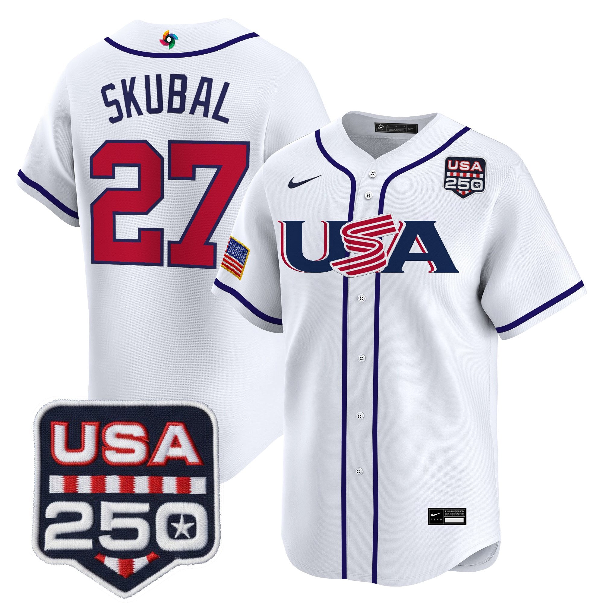 Men's Team USA World Baseball Classic 250America Patch Vapor Premier Jersey - All Stitched