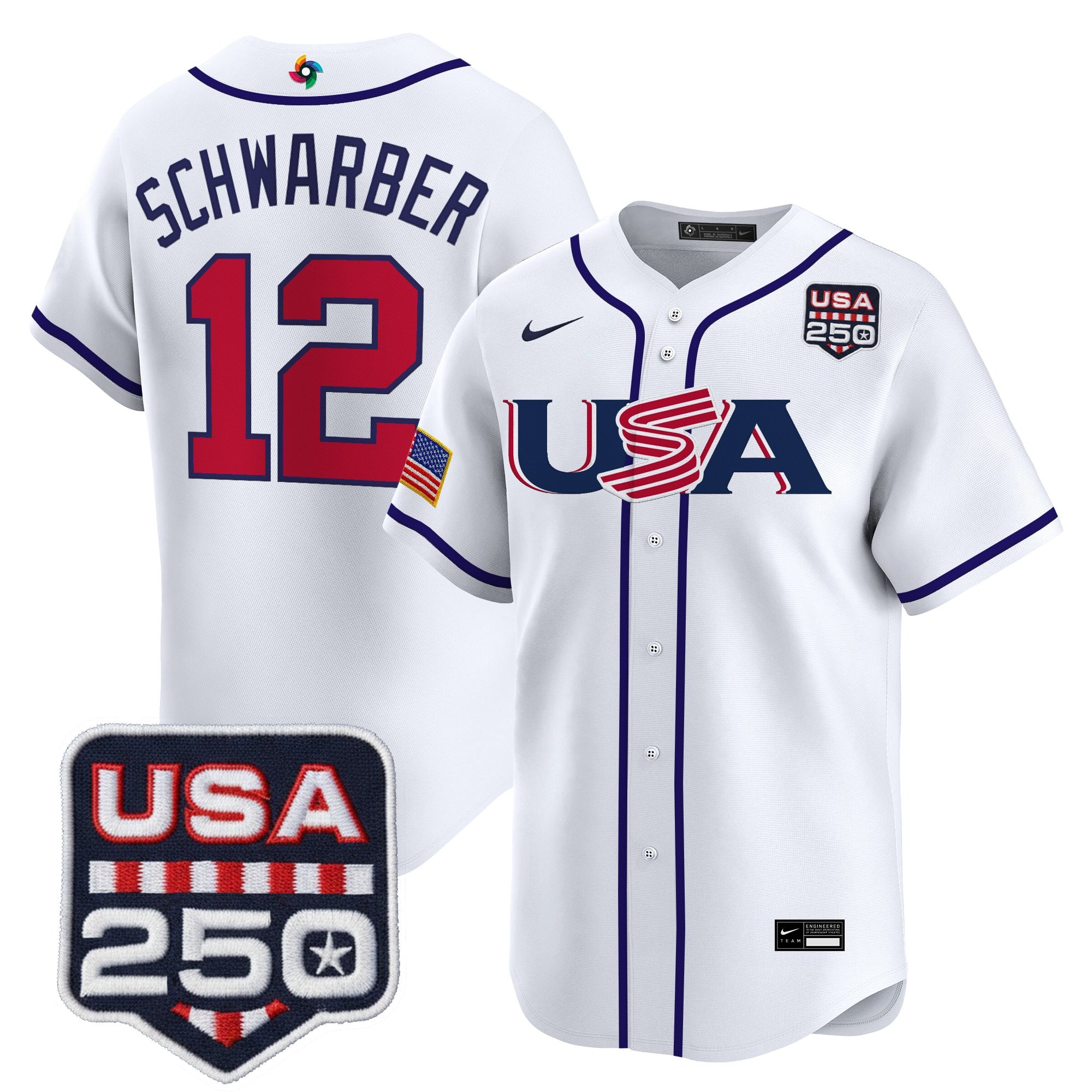 Men's Team USA World Baseball Classic 250America Patch Vapor Premier Jersey - All Stitched