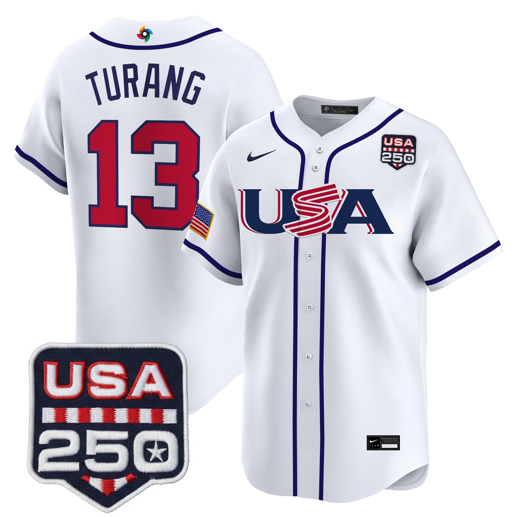 Men's Team USA World Baseball Classic 250America Patch Vapor Premier Jersey - All Stitched