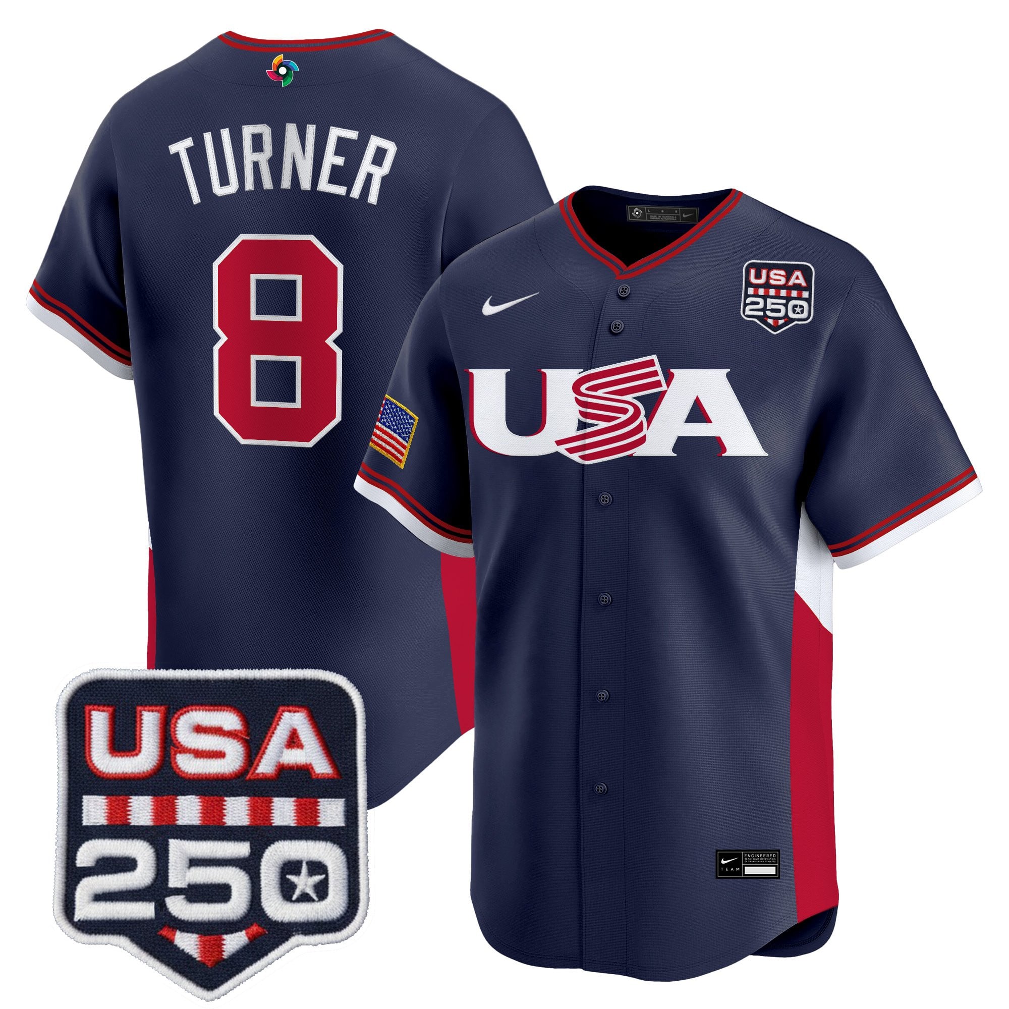 Men's Team USA World Baseball Classic 250America Patch Vapor Premier Jersey - All Stitched