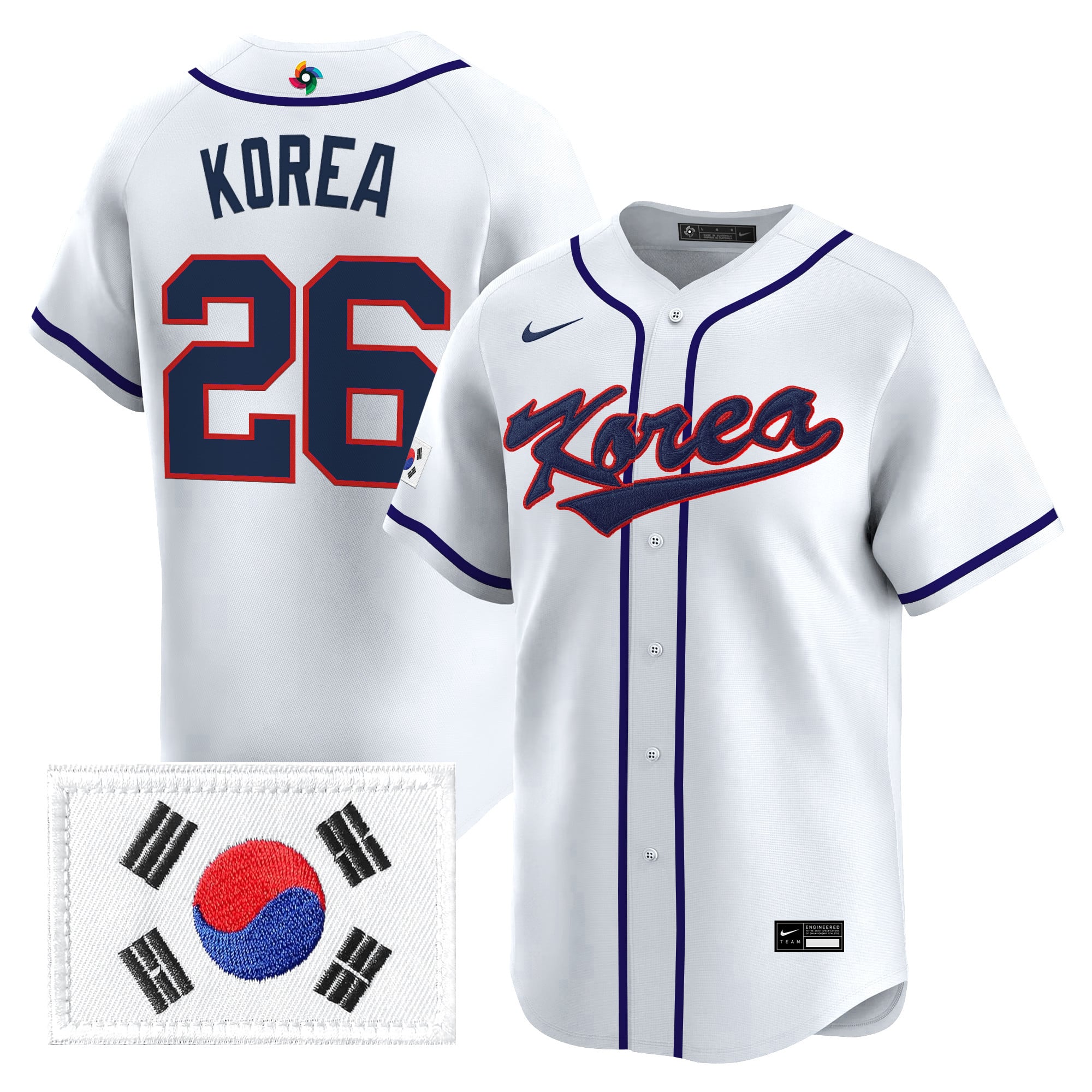 Men's Team Korea 2026 World Baseball Classic Vapor Premier Jersey - All Stitched