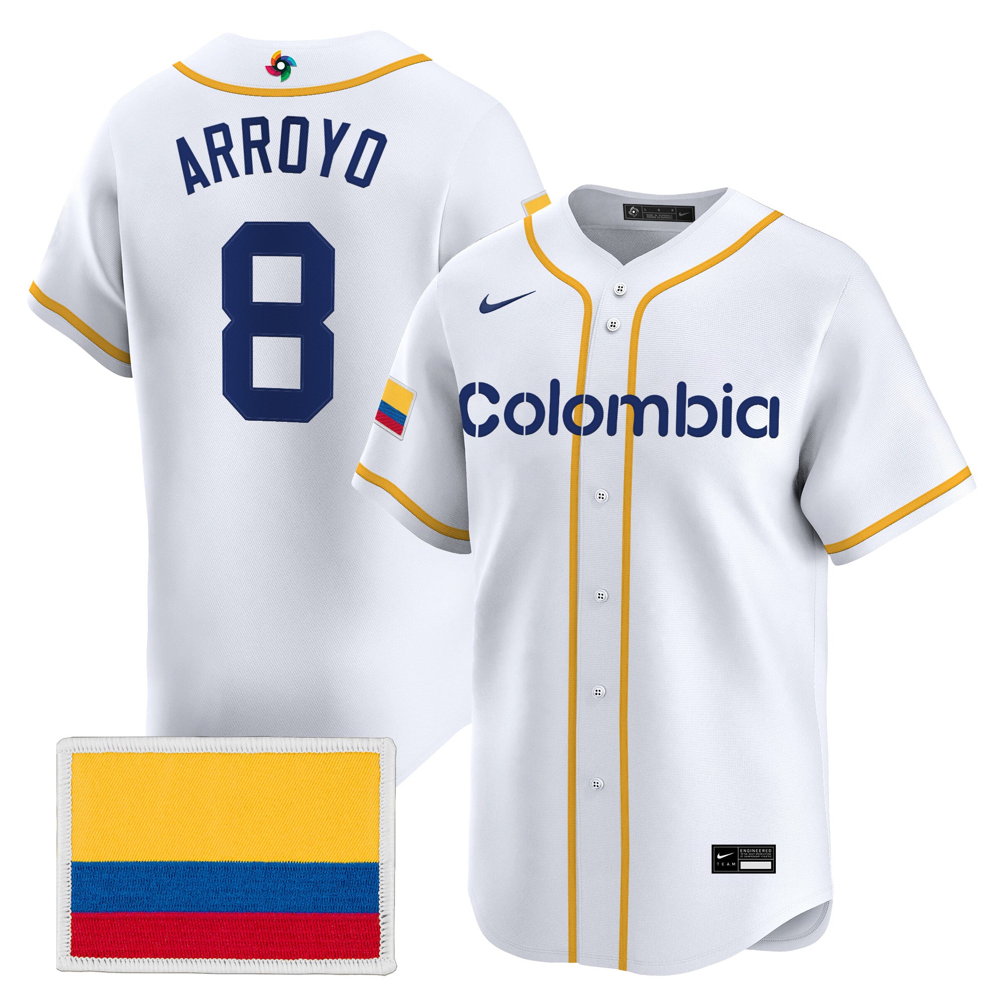 Men's Team Colombia 2026 World Baseball Classic Vapor Premier Jersey - All Stitched