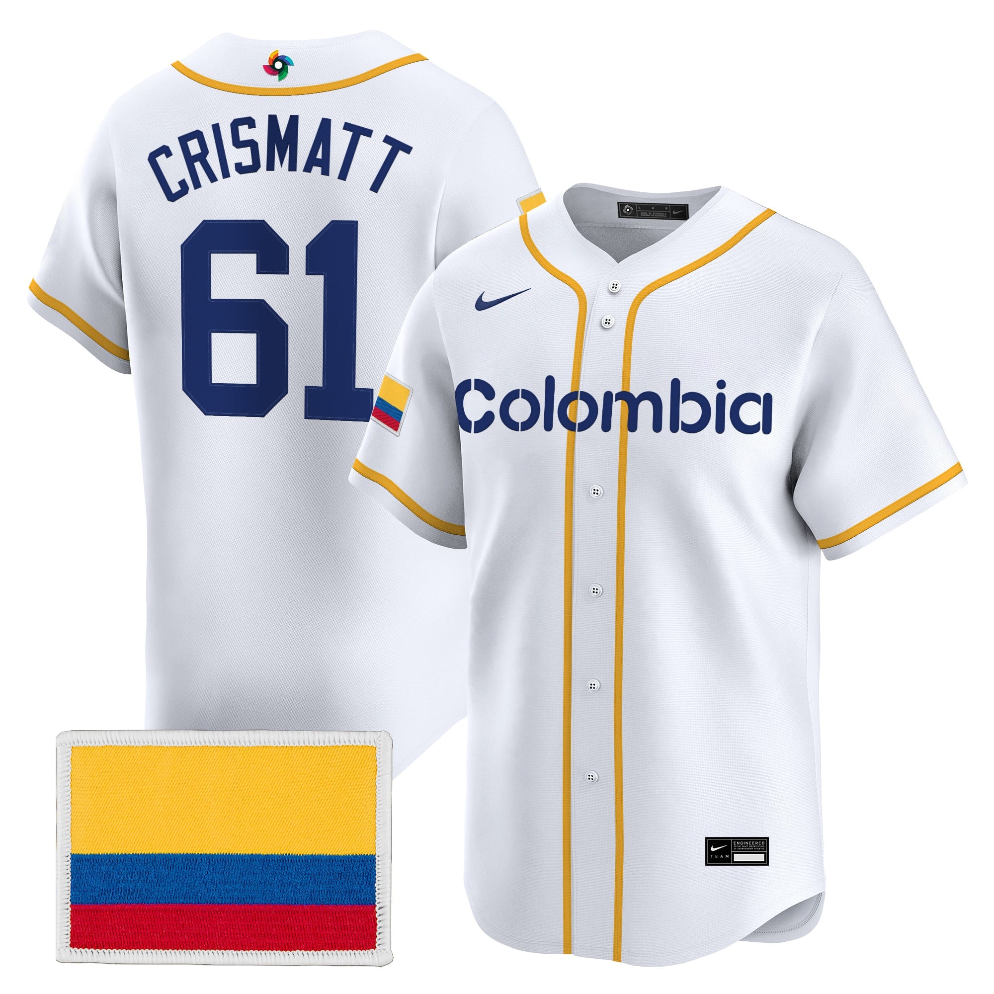 Men's Team Colombia 2026 World Baseball Classic Vapor Premier Jersey - All Stitched