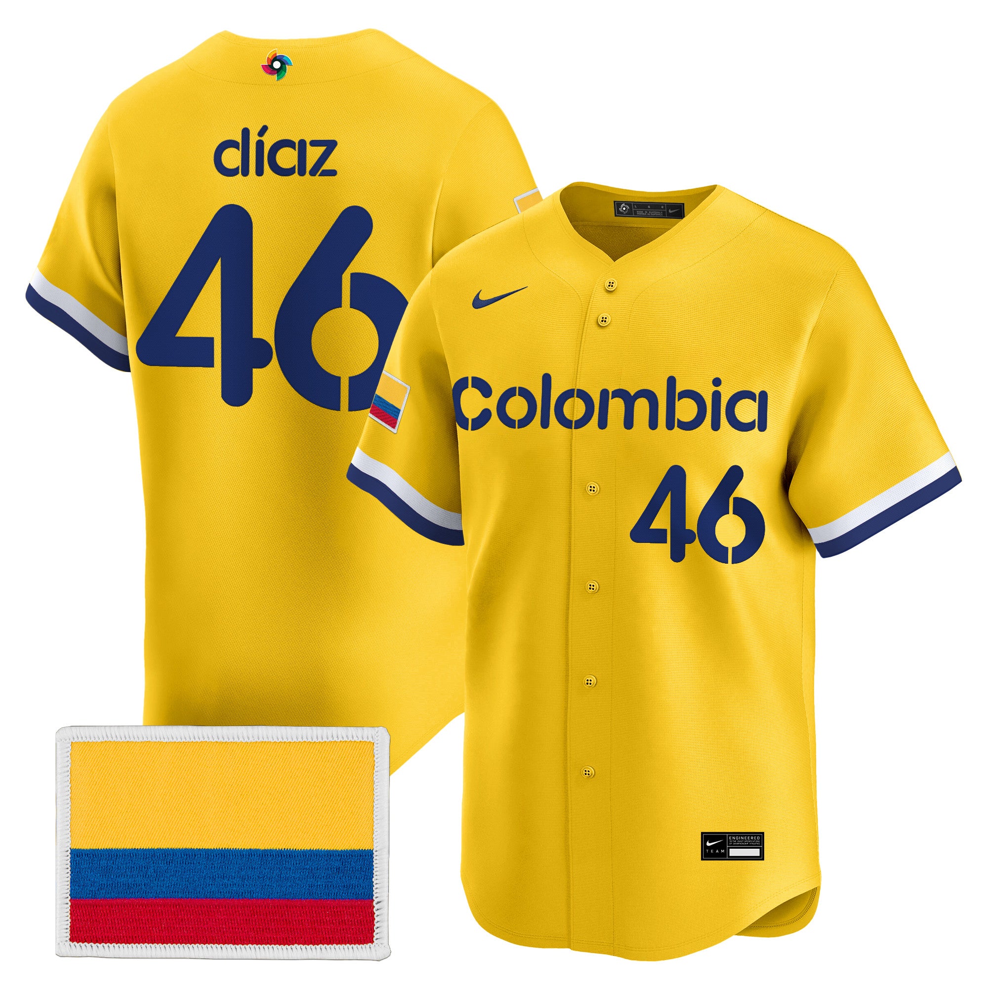 Men's Team Colombia 2026 World Baseball Classic Vapor Premier Jersey - All Stitched