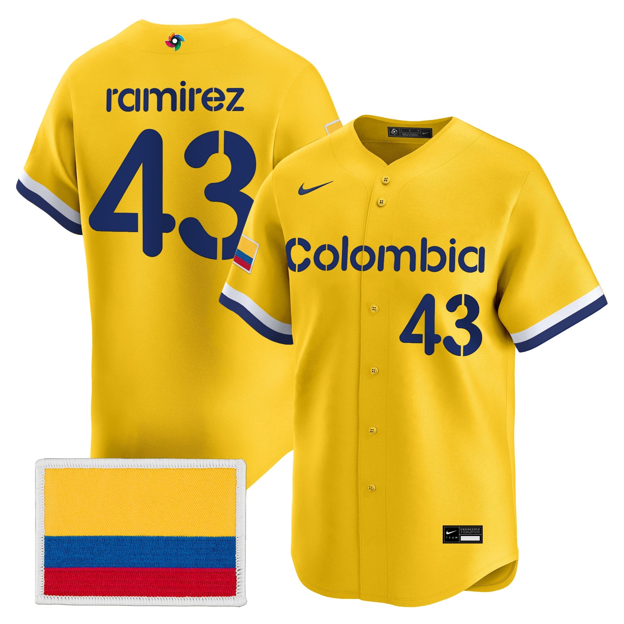 Men's Team Colombia 2026 World Baseball Classic Vapor Premier Jersey - All Stitched