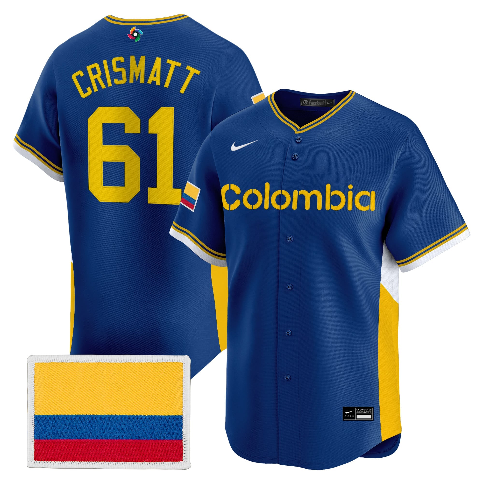 Men's Team Colombia 2026 World Baseball Classic Vapor Premier Jersey - All Stitched