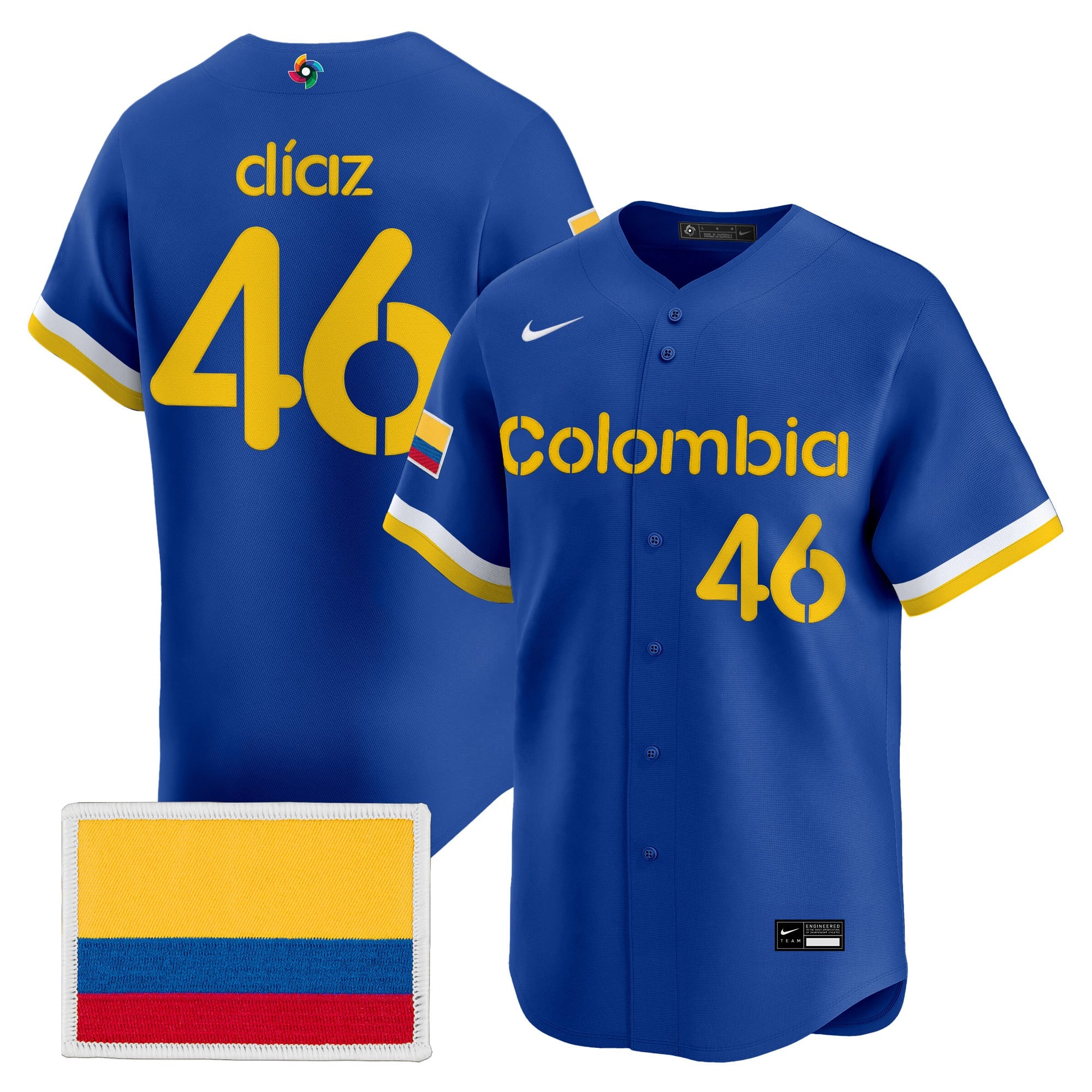 Men's Team Colombia 2026 World Baseball Classic Vapor Premier Jersey - All Stitched