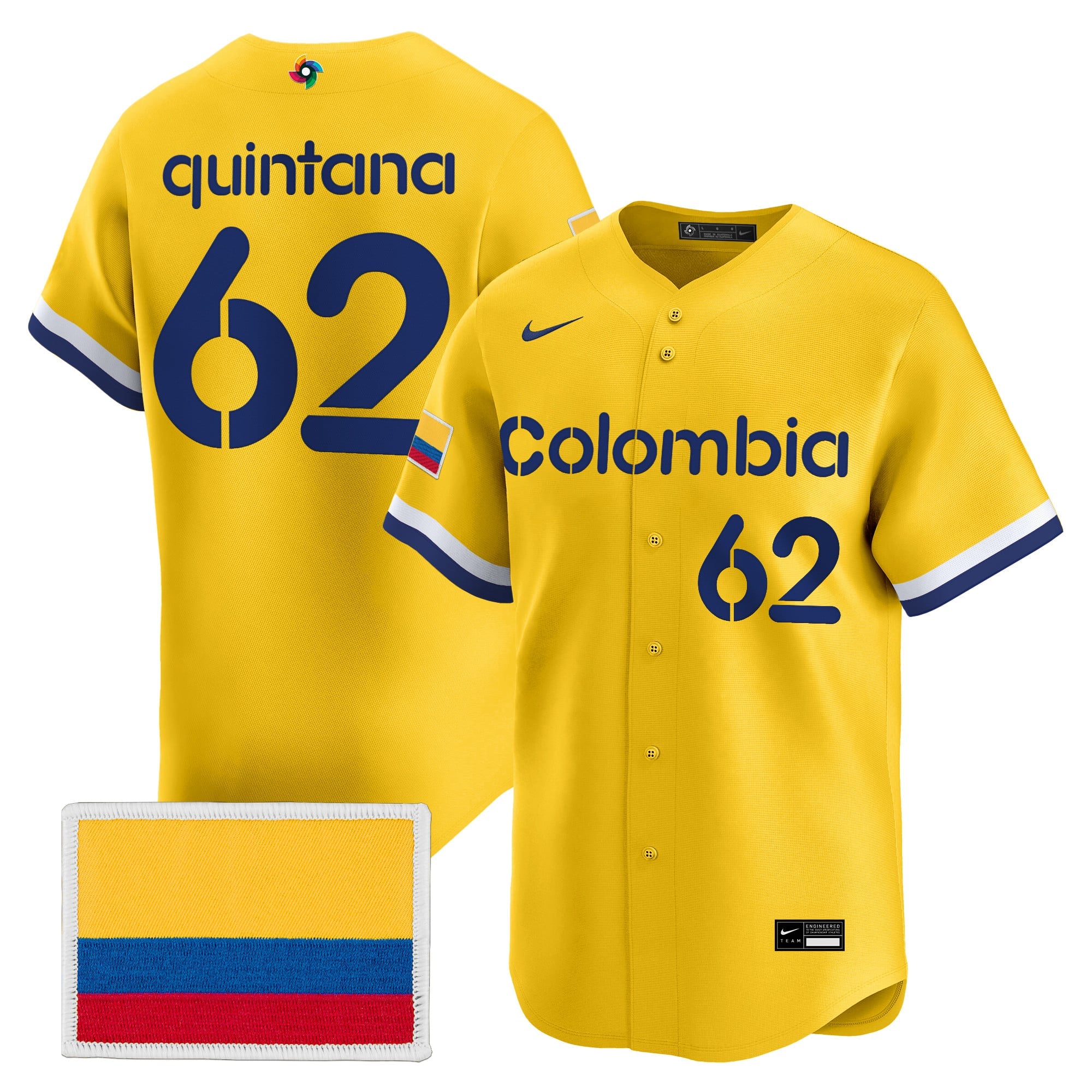 Men's Team Colombia 2026 World Baseball Classic Vapor Premier Jersey - All Stitched