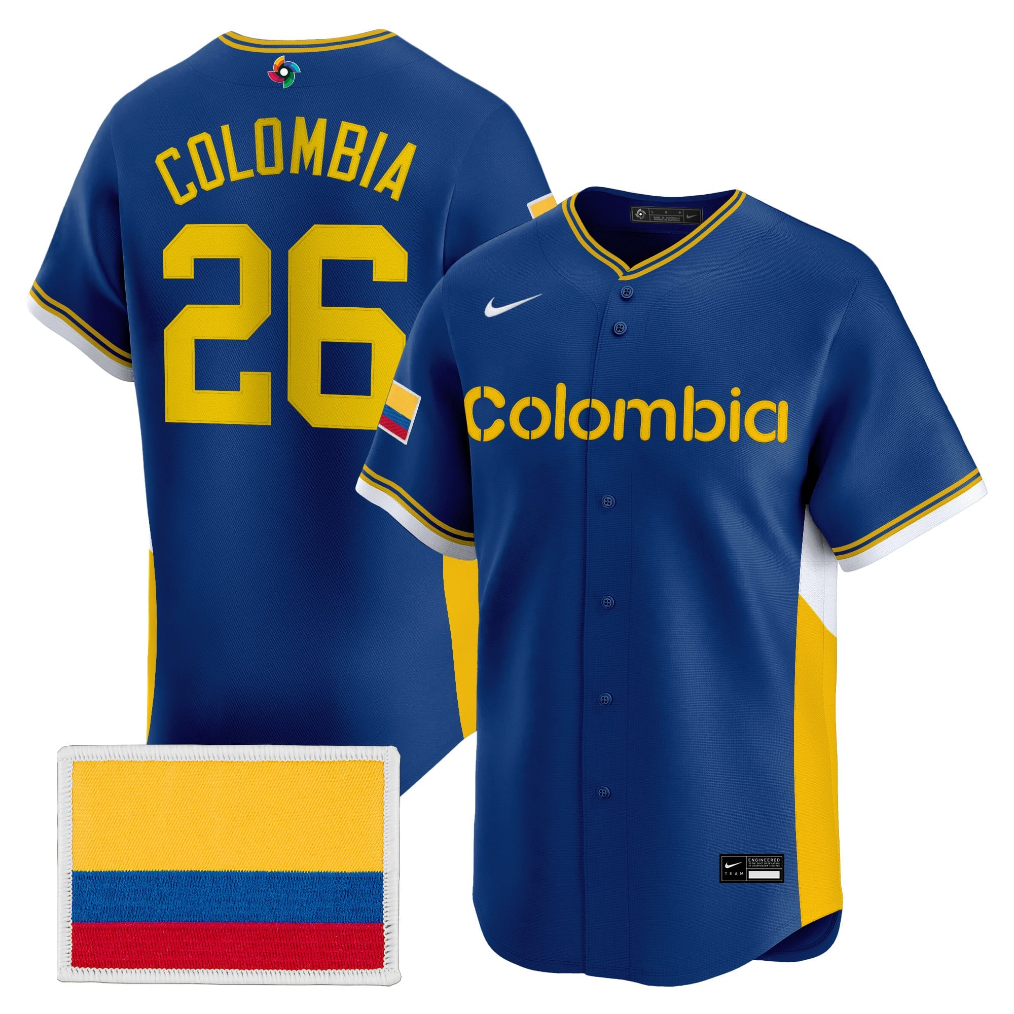 Men's Team Colombia 2026 World Baseball Classic Vapor Premier Jersey - All Stitched