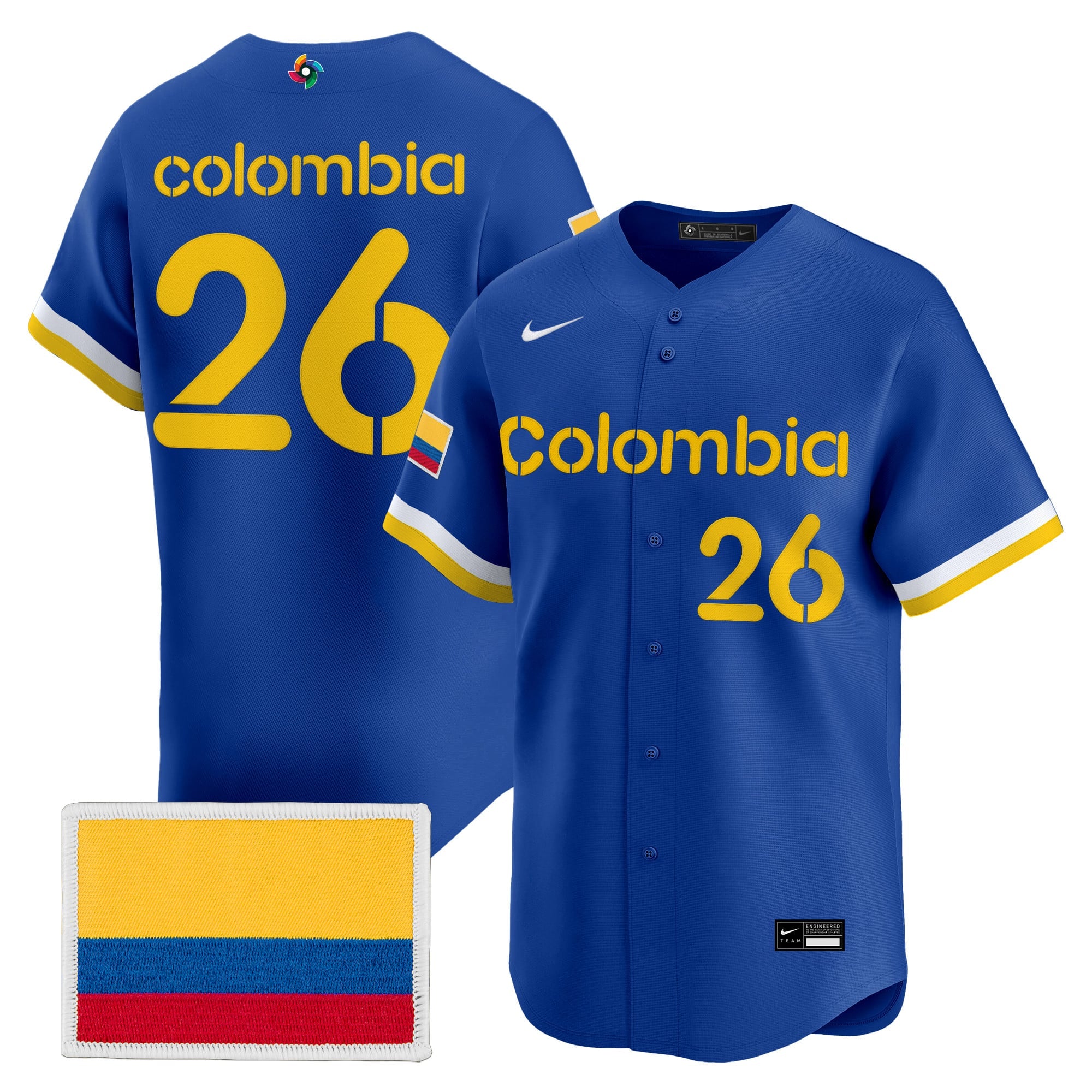 Men's Team Colombia 2026 World Baseball Classic Vapor Premier Jersey - All Stitched