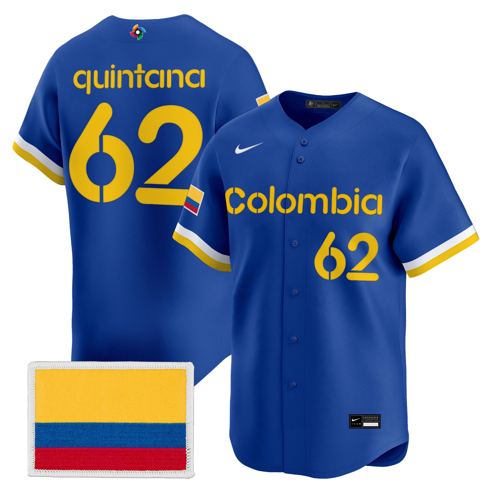 Men's Team Colombia 2026 World Baseball Classic Vapor Premier Jersey - All Stitched