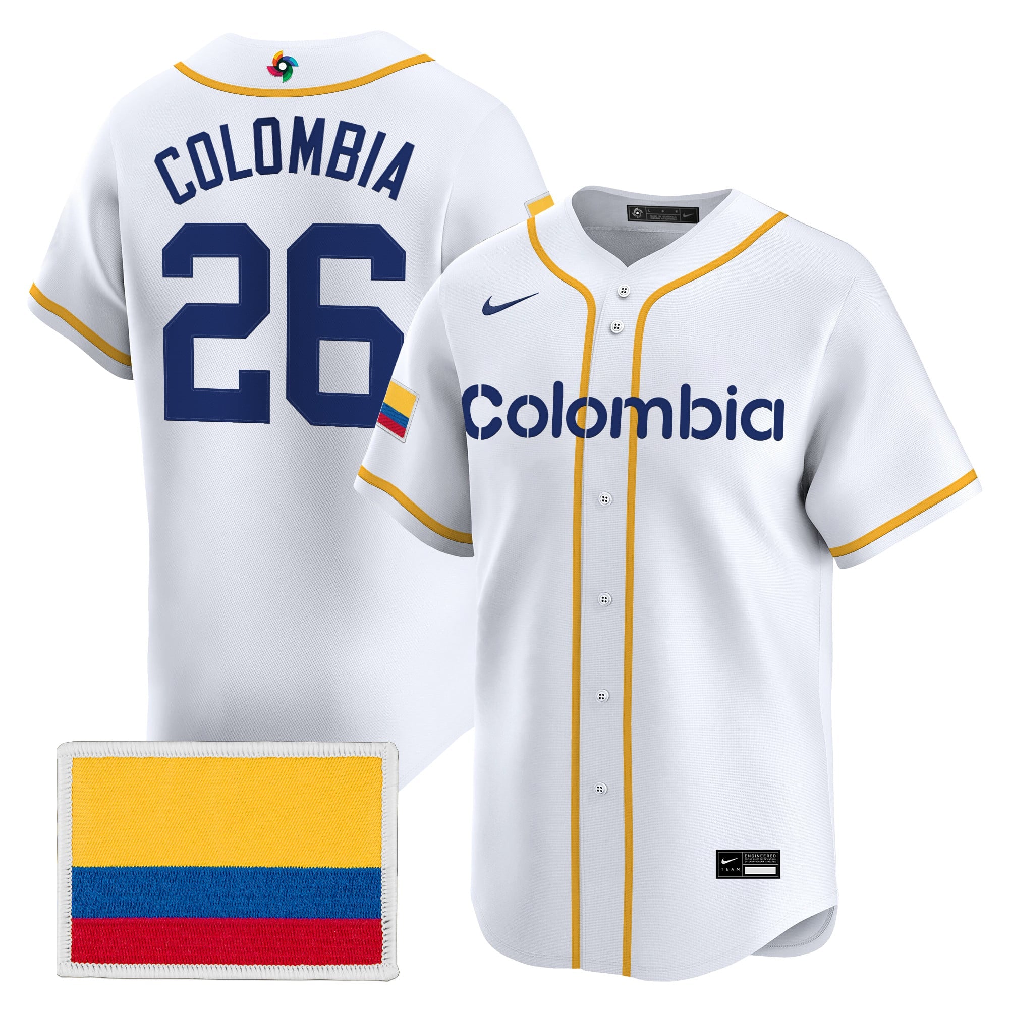 Men's Team Colombia 2026 World Baseball Classic Vapor Premier Jersey - All Stitched