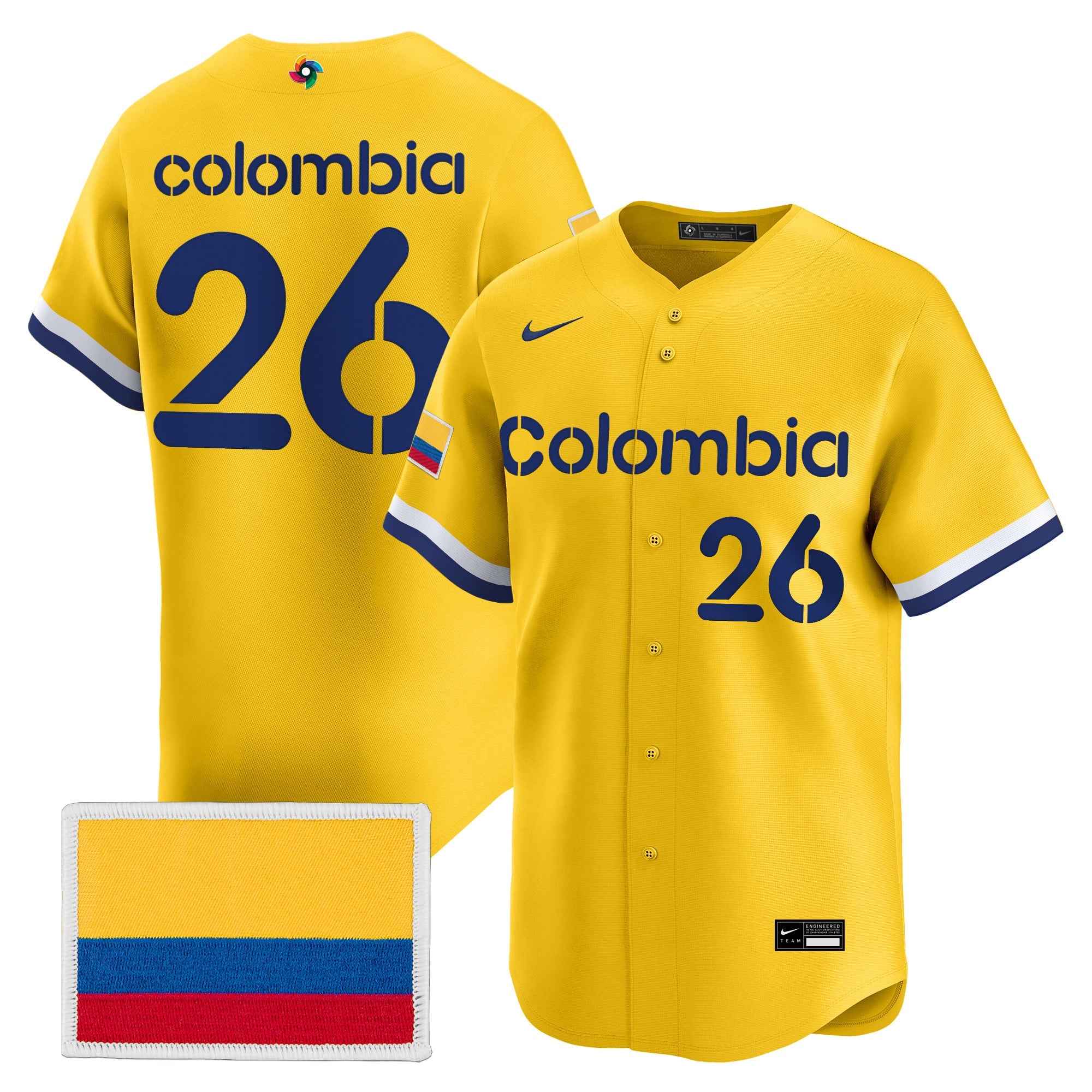 Men's Team Colombia 2026 World Baseball Classic Vapor Premier Jersey - All Stitched