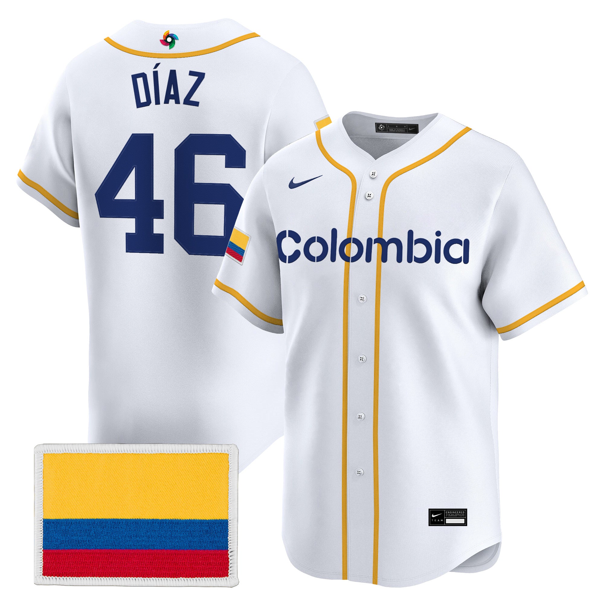 Men's Team Colombia 2026 World Baseball Classic Vapor Premier Jersey - All Stitched