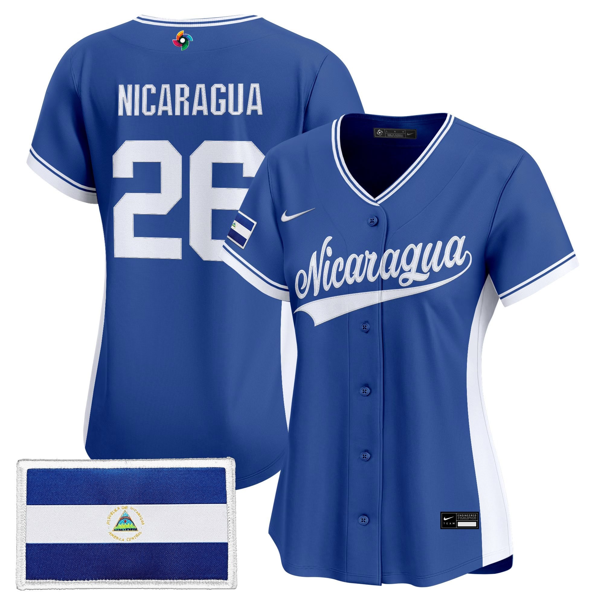 Women's Team Nicaragua 2026 World Baseball Classic Vapor Premier Jersey - All Stitched
