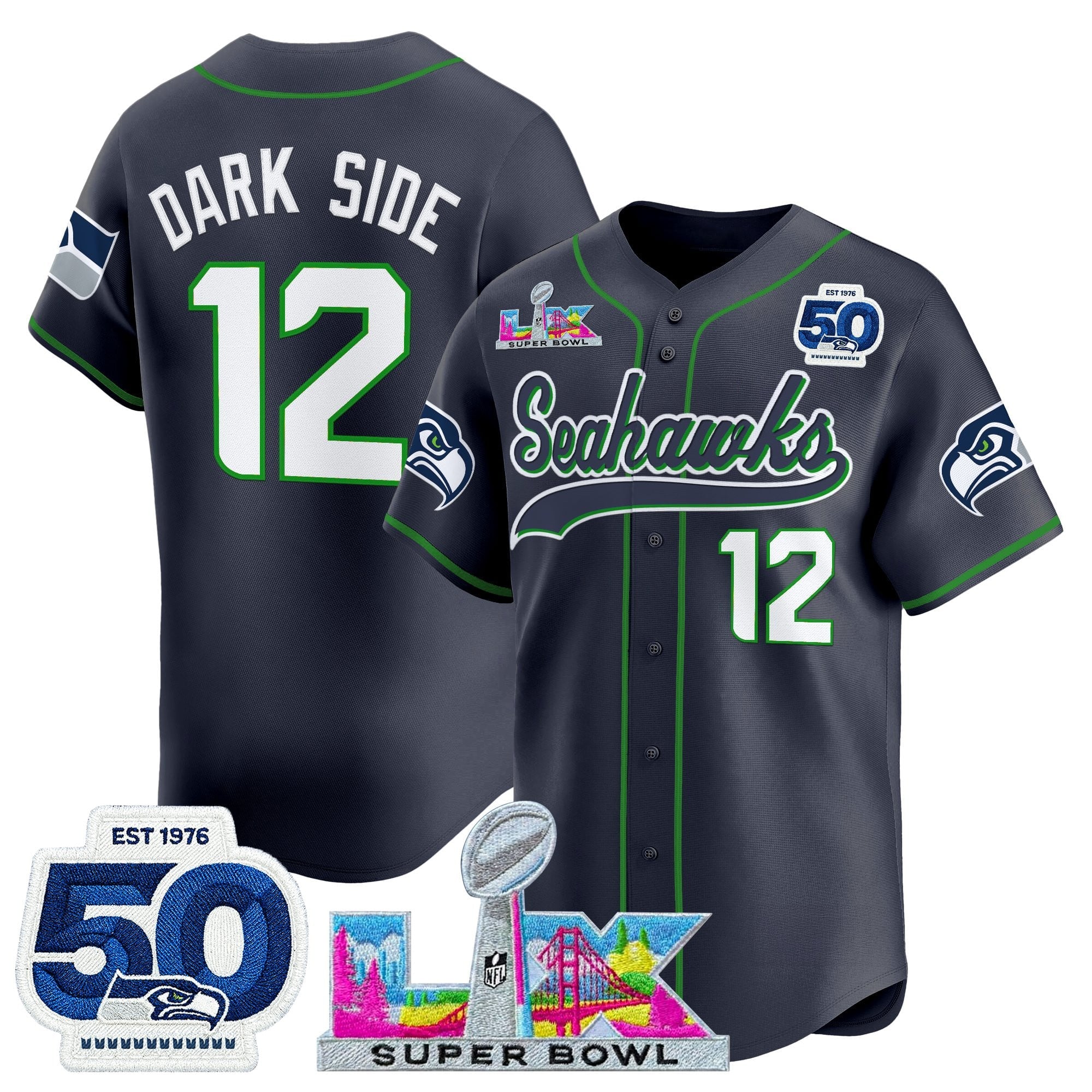 Men's Seattle Seahawks Super Bowl LX Vapor Baseball Jersey - All Stitched