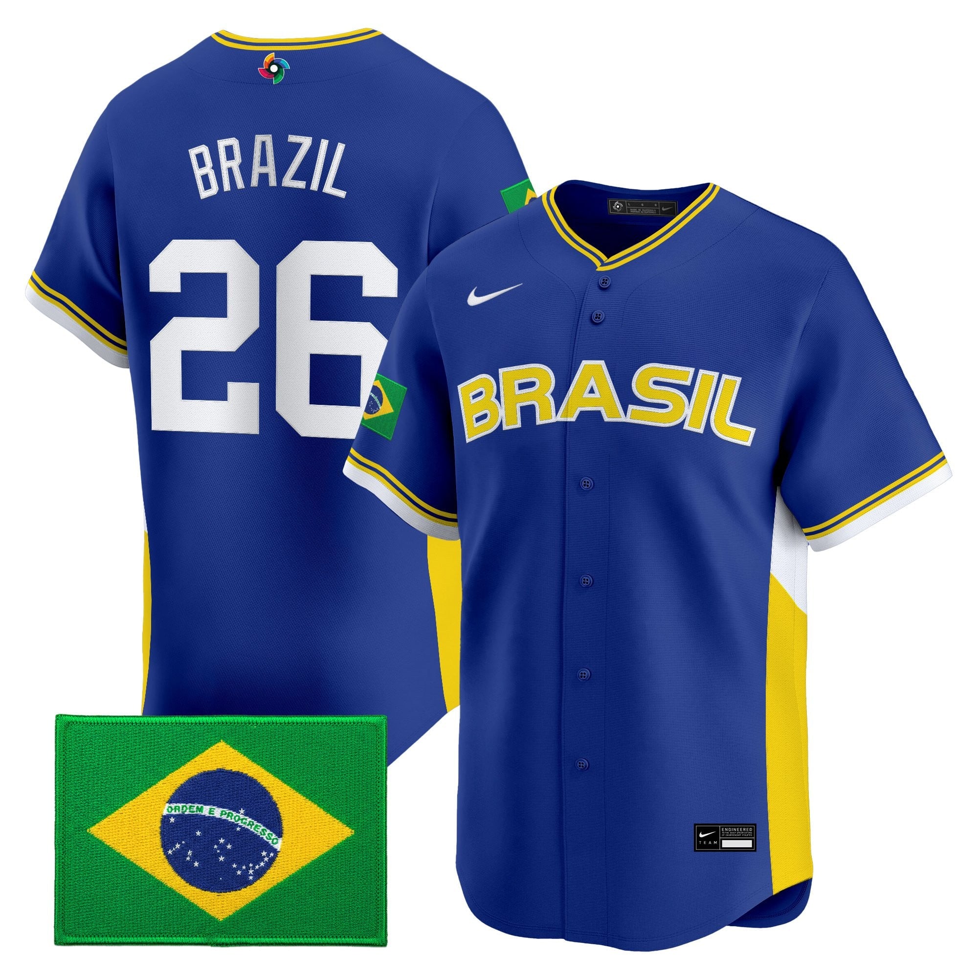 Men's Team Brazil 2026 World Baseball Classic Vapor Premier Jersey - All Stitched