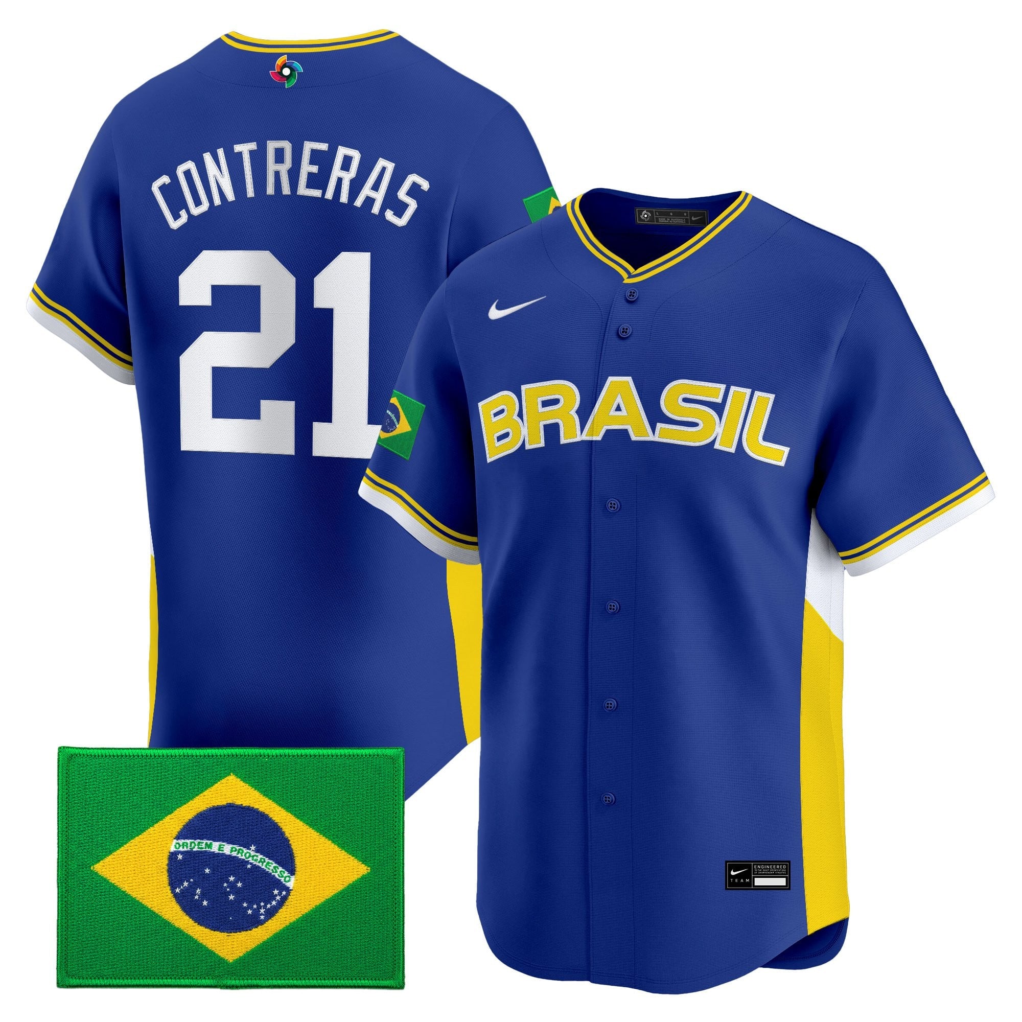 Men's Team Brazil 2026 World Baseball Classic Vapor Premier Jersey - All Stitched