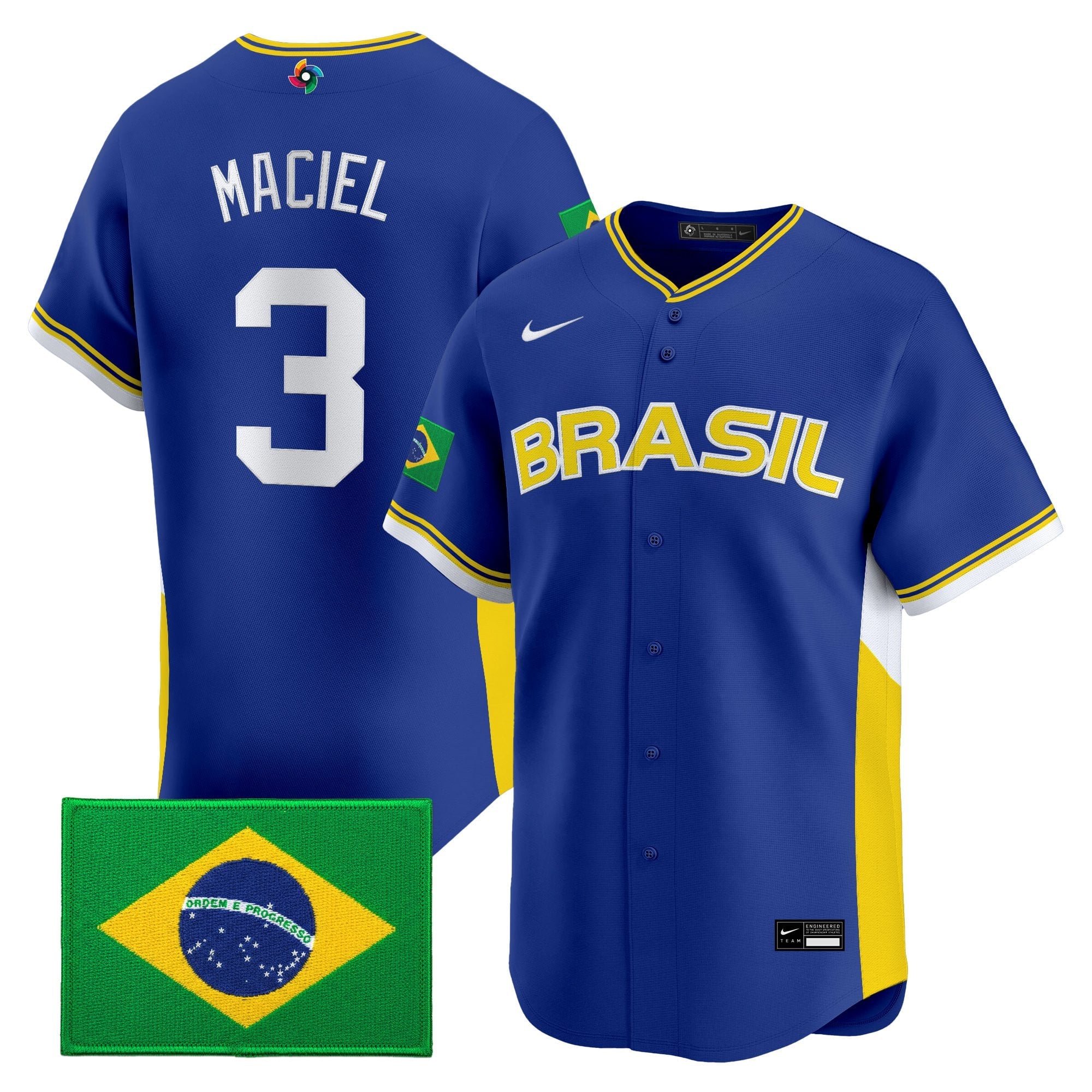 Men's Team Brazil 2026 World Baseball Classic Vapor Premier Jersey - All Stitched