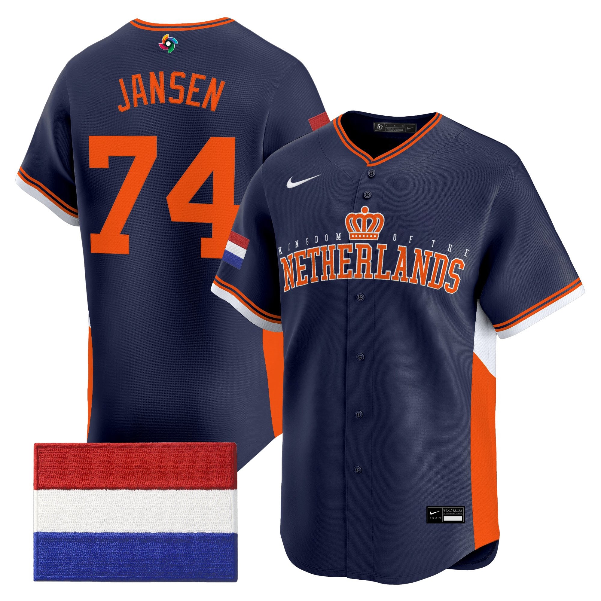 Men's Team Netherlands 2026 World Baseball Classic Vapor Premier Jersey - All Stitched