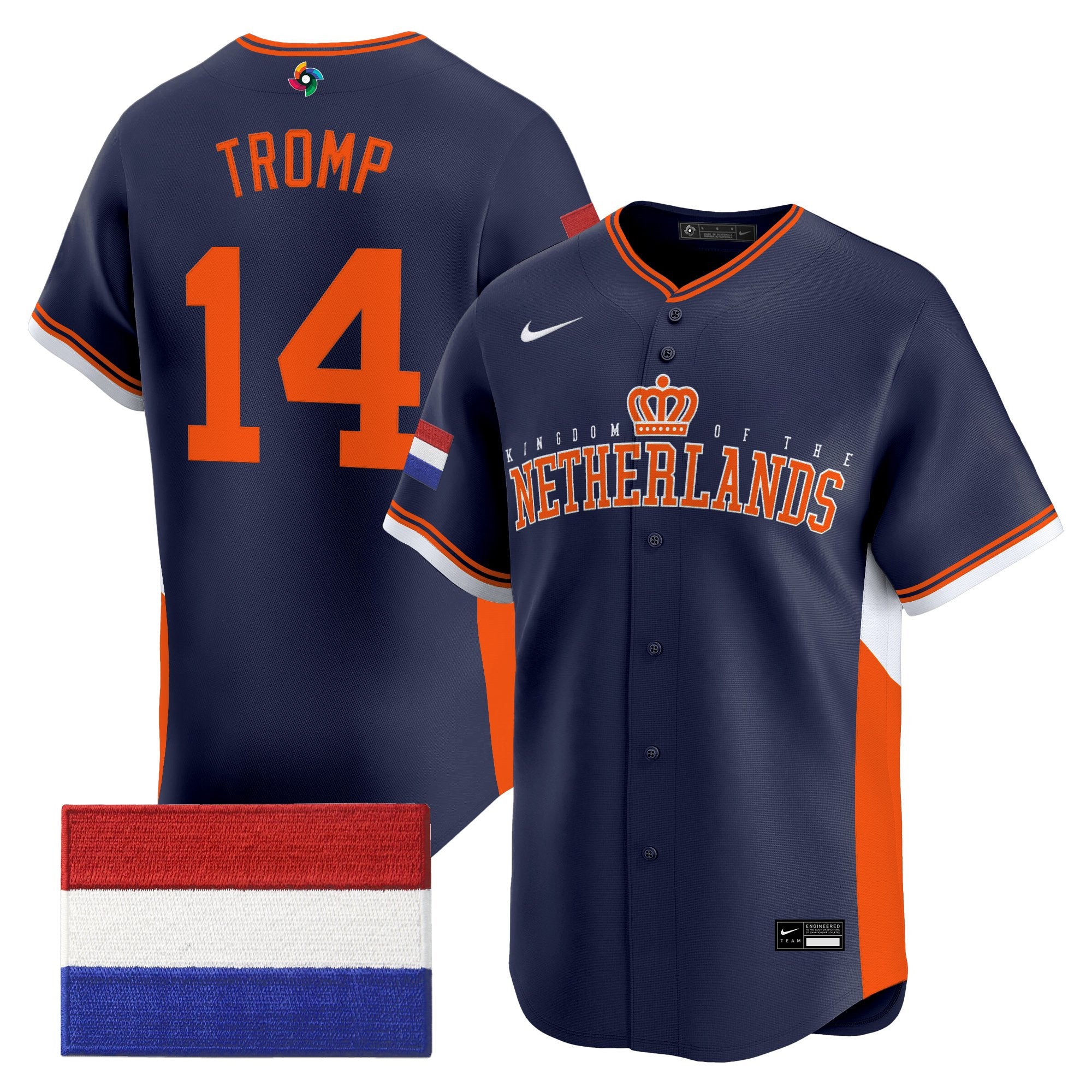 Men's Team Netherlands 2026 World Baseball Classic Vapor Premier Jersey - All Stitched