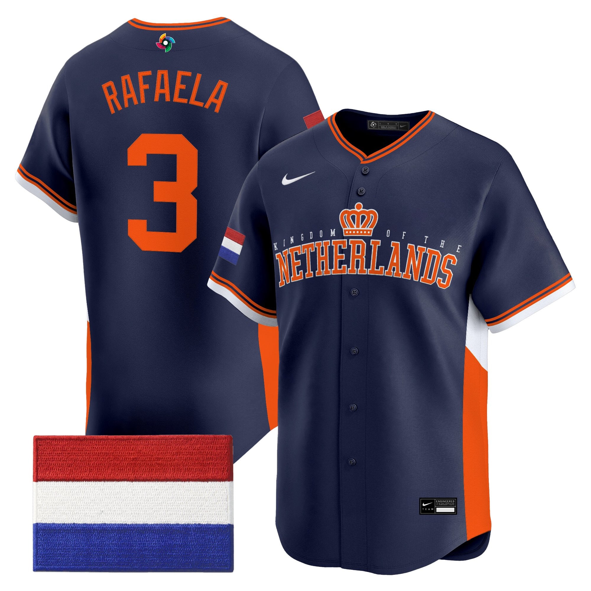 Men's Team Netherlands 2026 World Baseball Classic Vapor Premier Jersey - All Stitched