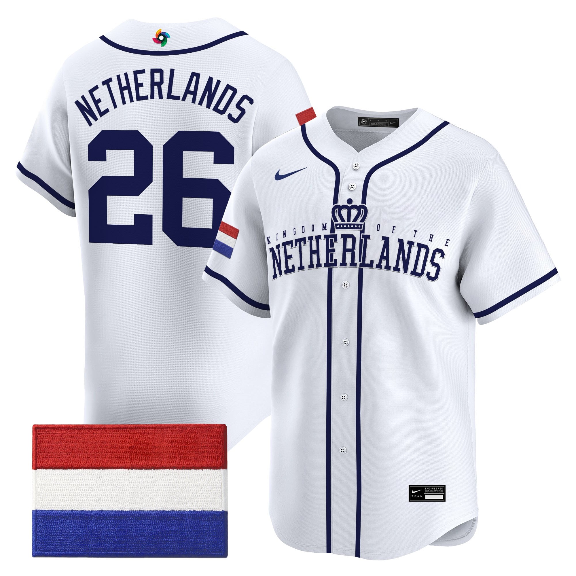 Men's Team Netherlands 2026 World Baseball Classic Vapor Premier Jersey - All Stitched