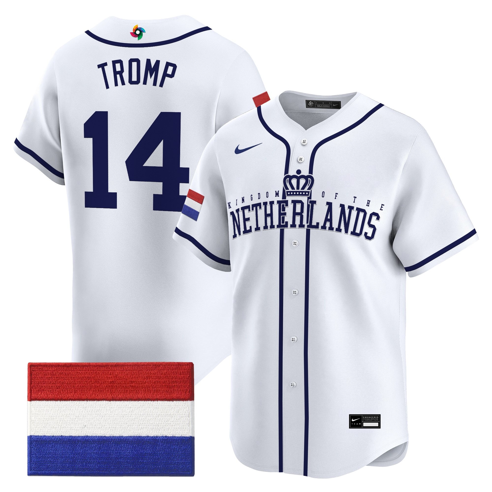 Men's Team Netherlands 2026 World Baseball Classic Vapor Premier Jersey - All Stitched