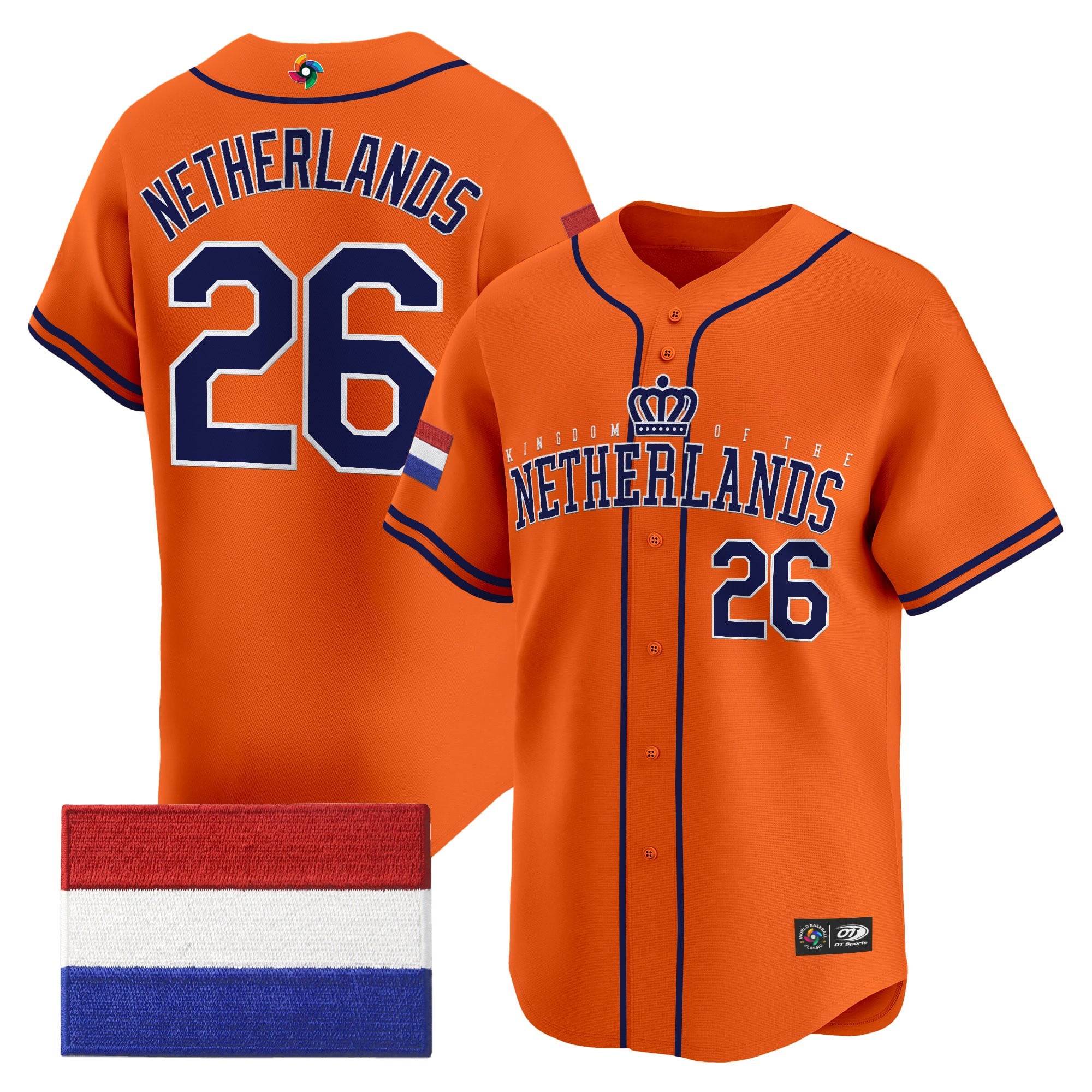 Men's Team Netherlands 2026 World Baseball Classic Vapor Premier Jersey - All Stitched