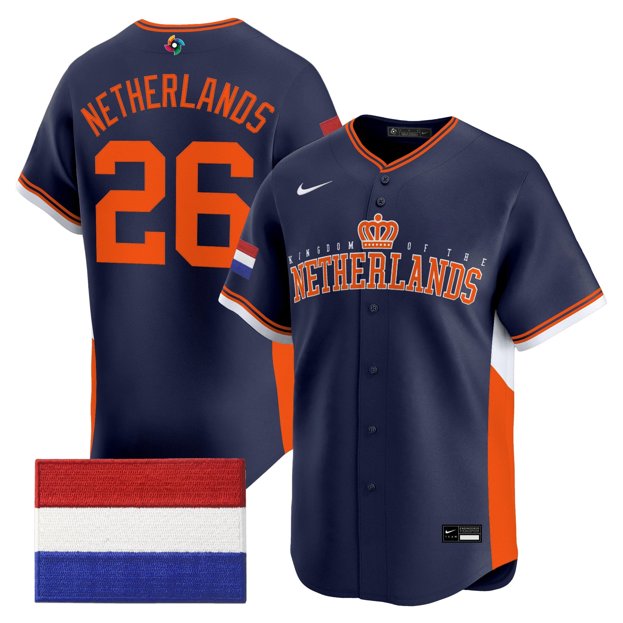 Men's Team Netherlands 2026 World Baseball Classic Vapor Premier Jersey - All Stitched