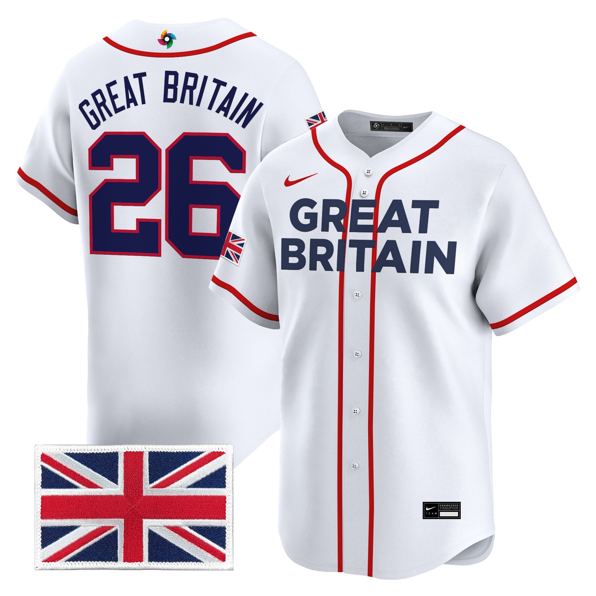 Men's Team Great Britain 2026 World Baseball Classic Vapor Premier Jersey - All Stitched