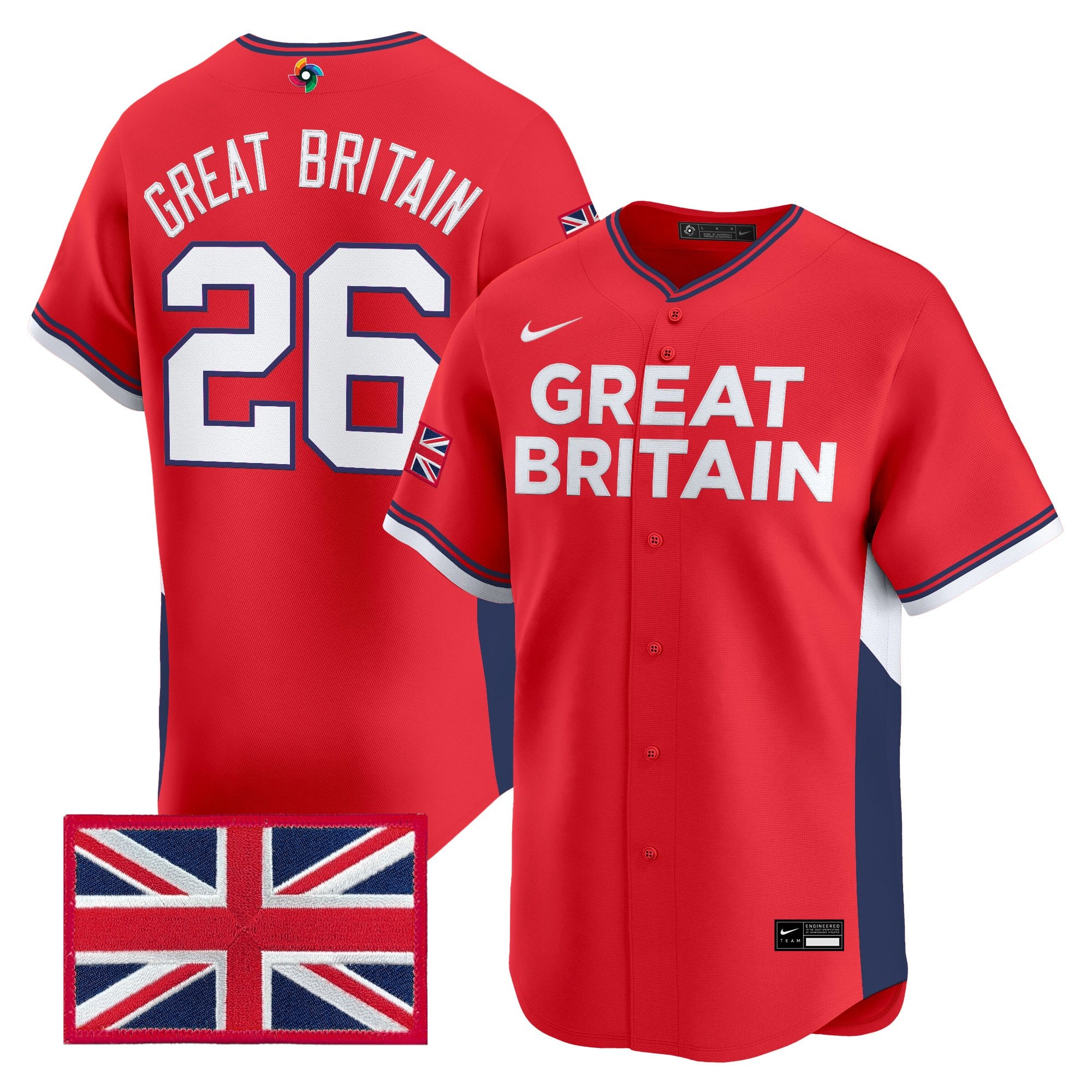 Men's Team Great Britain 2026 World Baseball Classic Vapor Premier Jersey - All Stitched