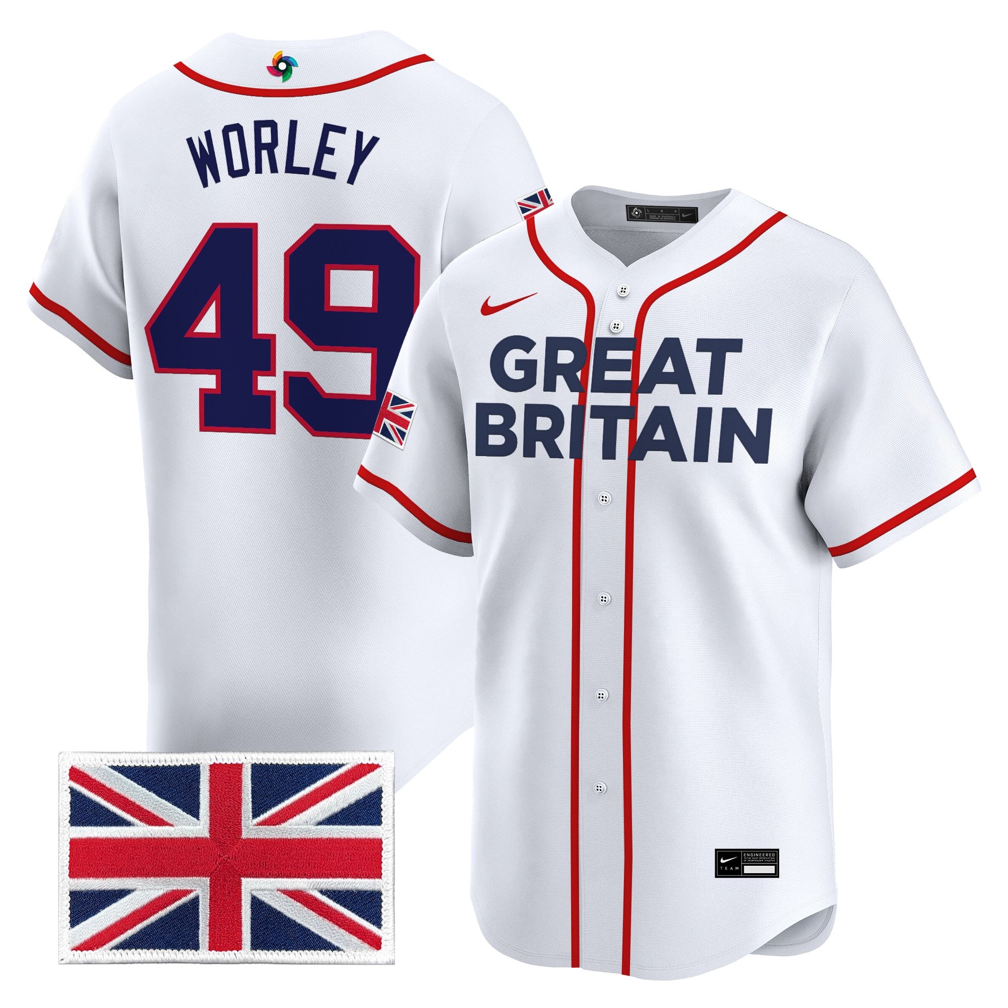 Men's Team Great Britain 2026 World Baseball Classic Vapor Premier Jersey - All Stitched