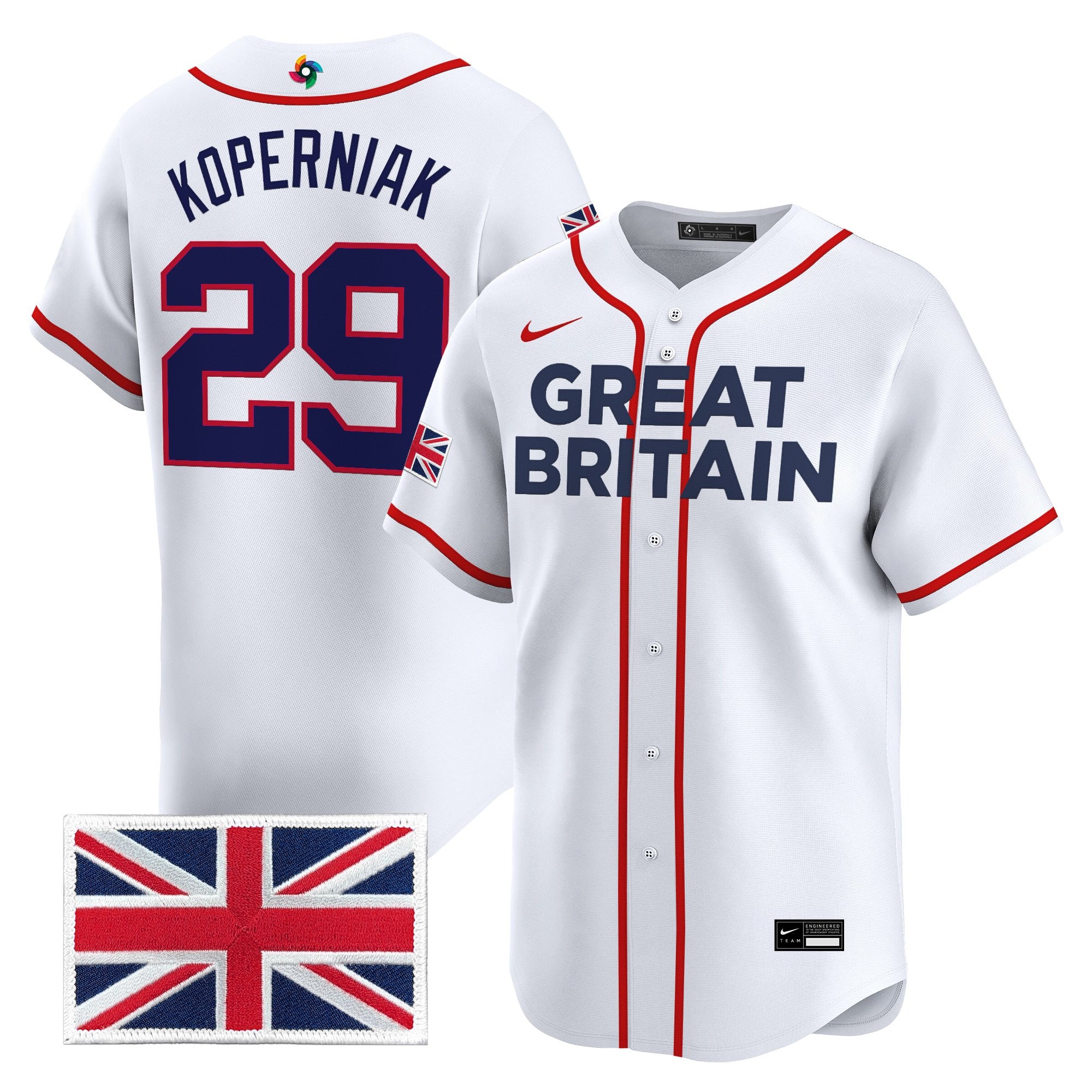 Men's Team Great Britain 2026 World Baseball Classic Vapor Premier Jersey - All Stitched