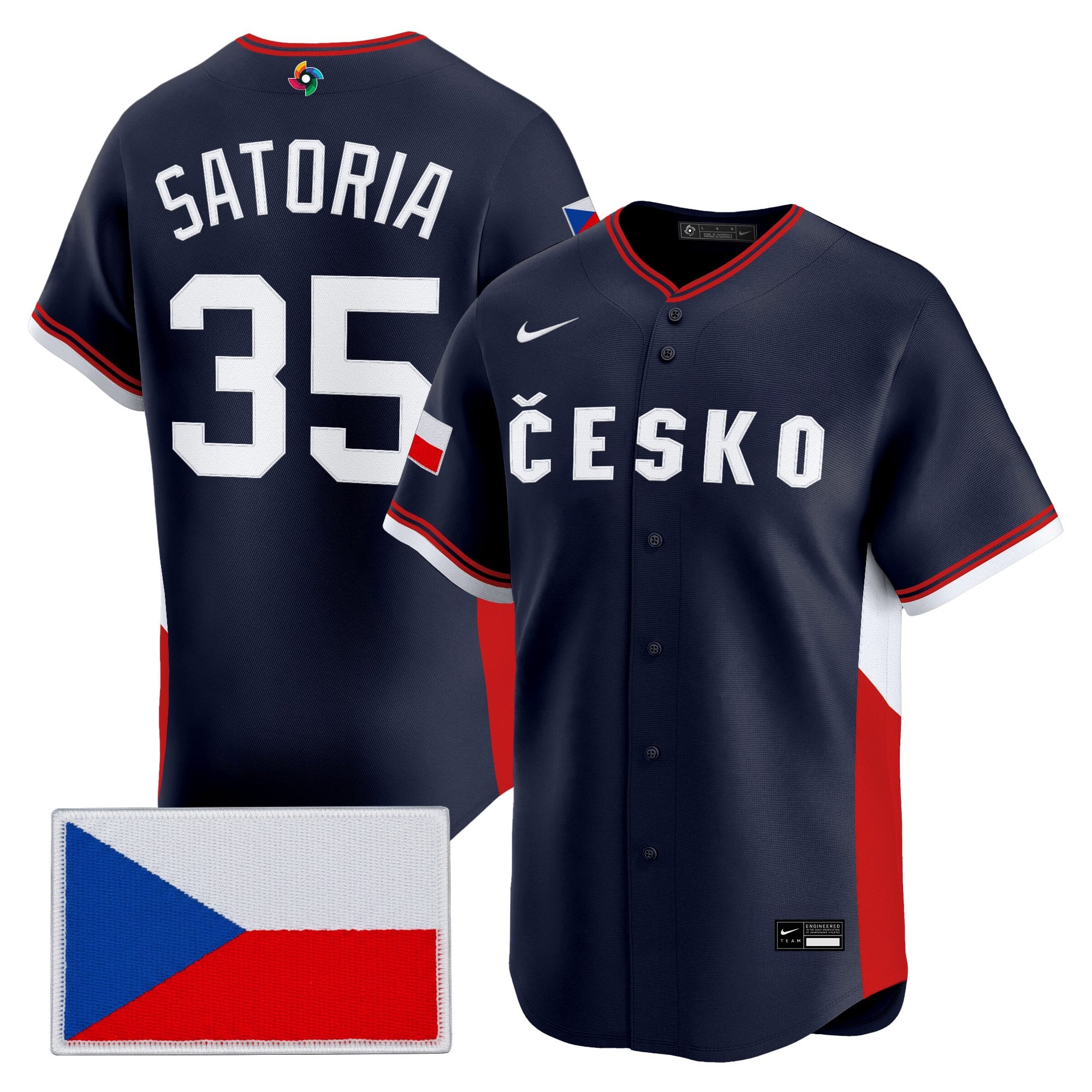 Men's Team Czechia 2026 World Baseball Classic Vapor Premier Jersey - All Stitched