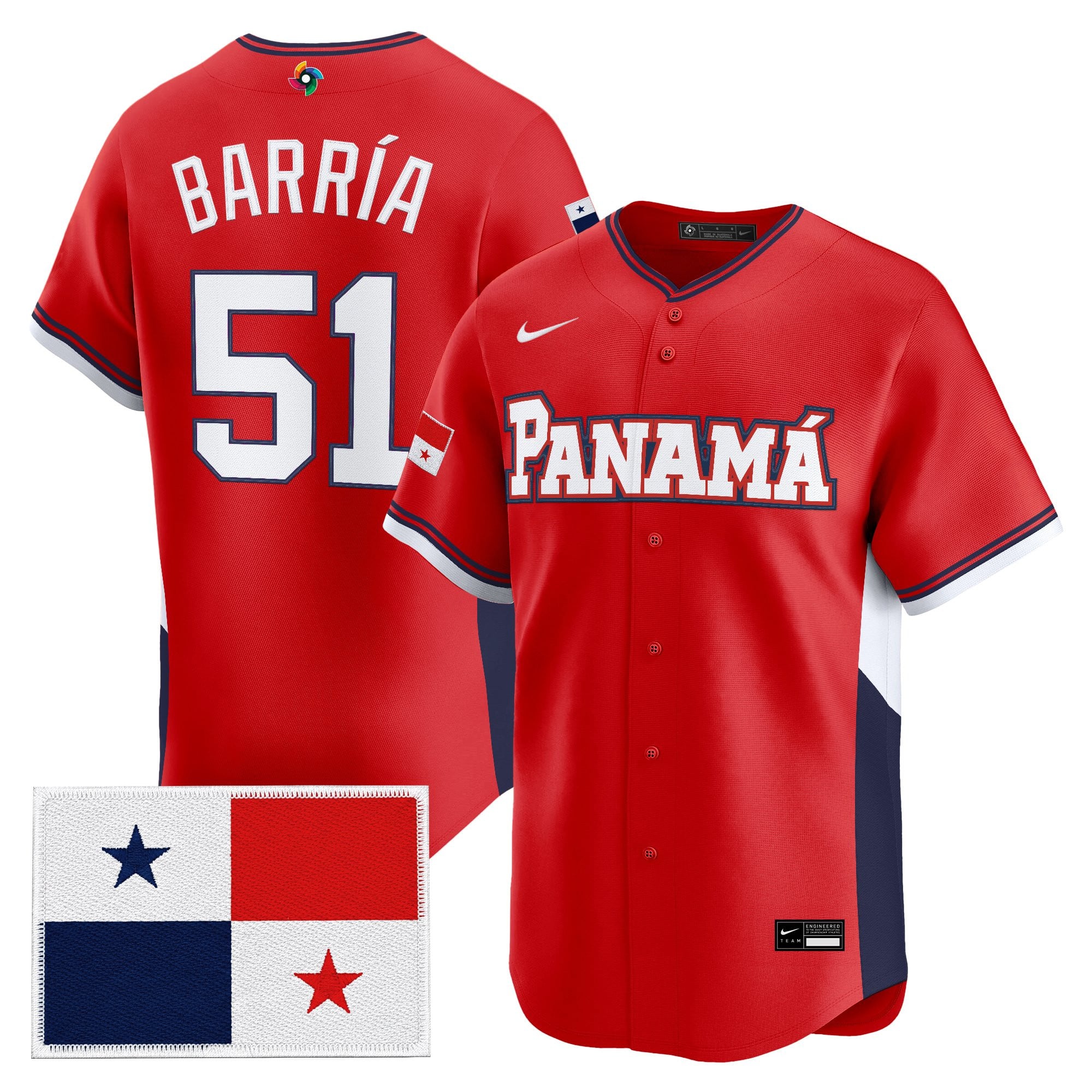 Men's Team Panama 2026 World Baseball Classic Vapor Premier Jersey - All Stitched