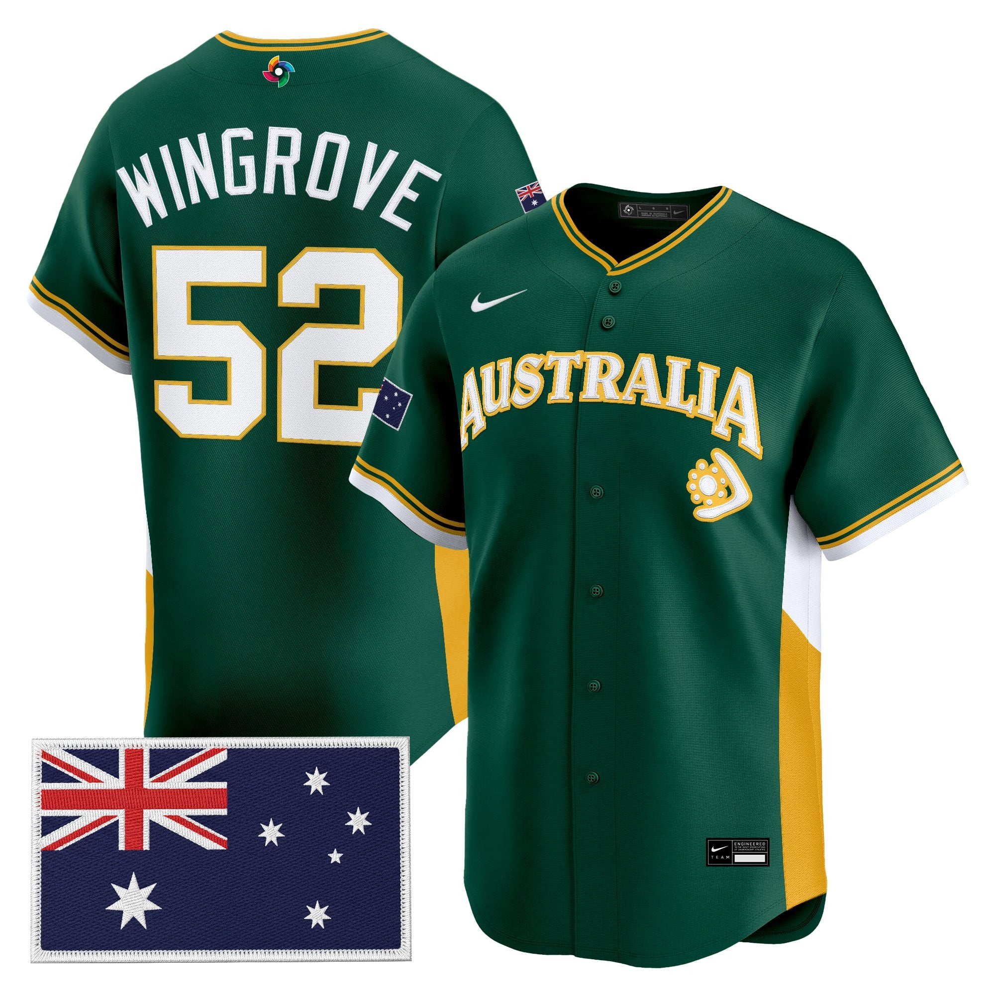Men's Team Australia 2026 World Baseball Classic Vapor Premier Jersey - All Stitched