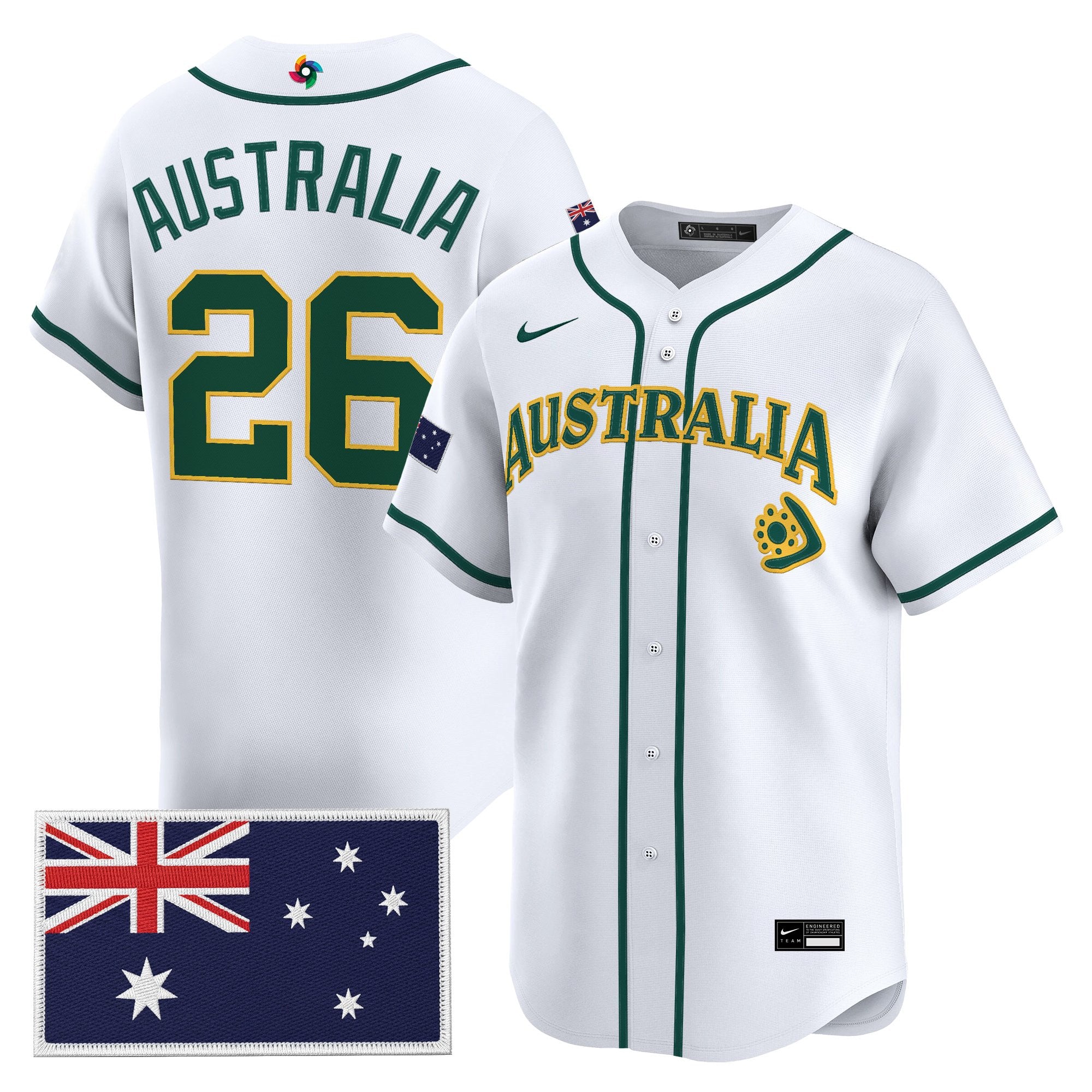 Men's Team Australia 2026 World Baseball Classic Vapor Premier Jersey - All Stitched
