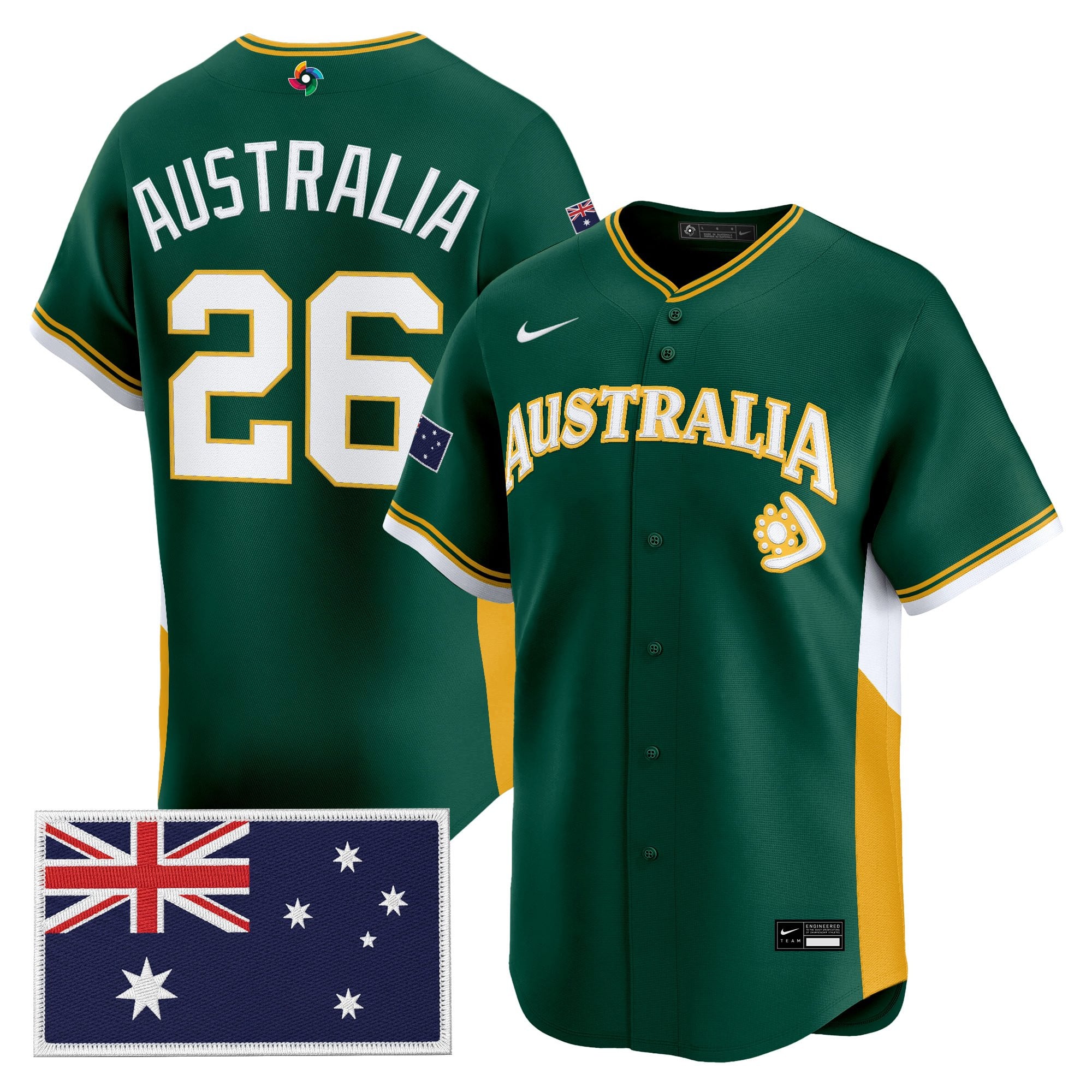 Men's Team Australia 2026 World Baseball Classic Vapor Premier Jersey - All Stitched