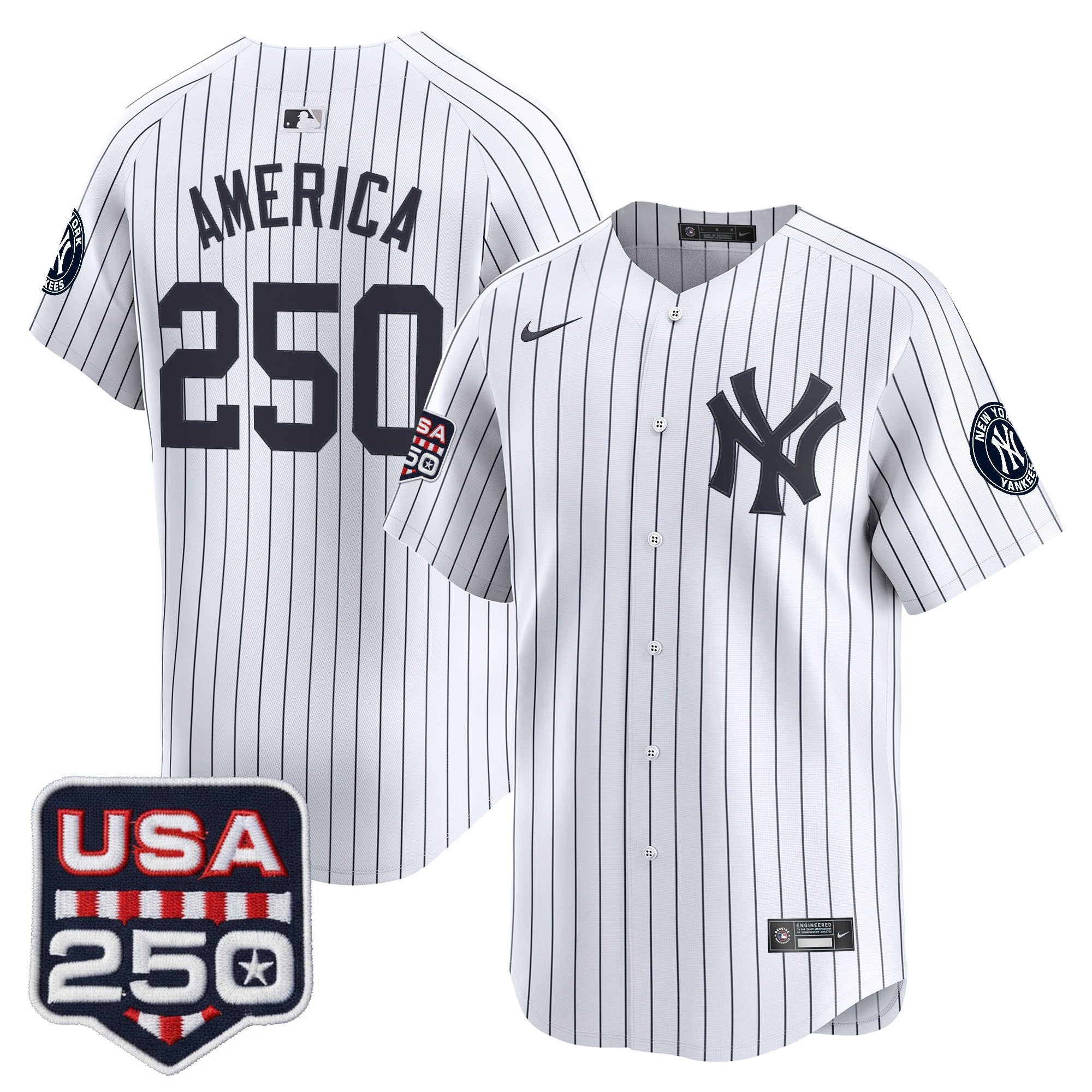 Men's New York Yankees 250America Patch Vapor Premier Limited Jersey - All Stitched