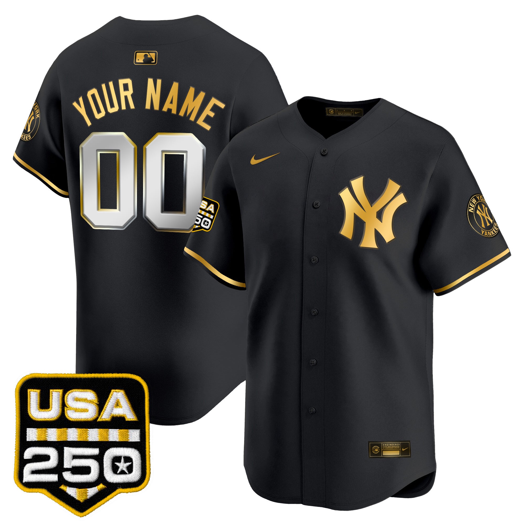New York Yankees 250America Patch Vapor Premier Limited Custom Jersey - All Stitched