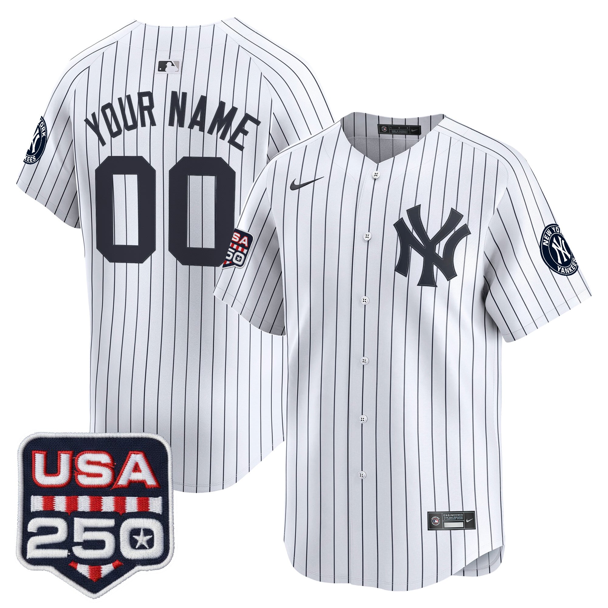 New York Yankees 250America Patch Vapor Premier Limited Custom Jersey - All Stitched