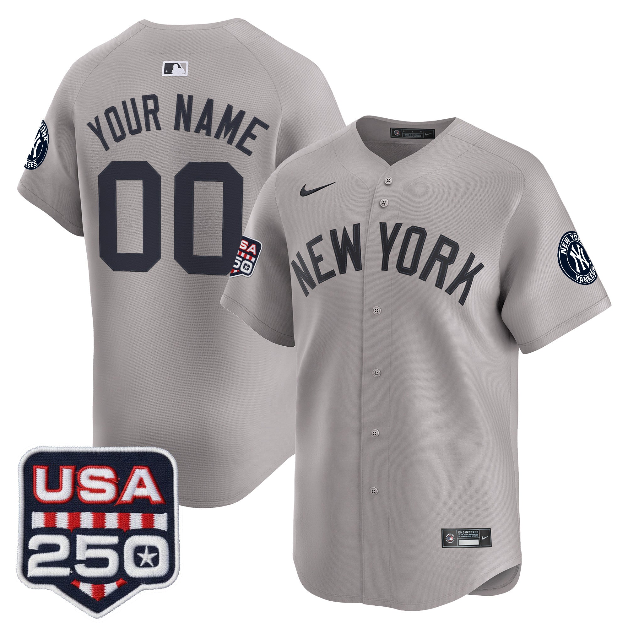 New York Yankees 250America Patch Vapor Premier Limited Custom Jersey - All Stitched