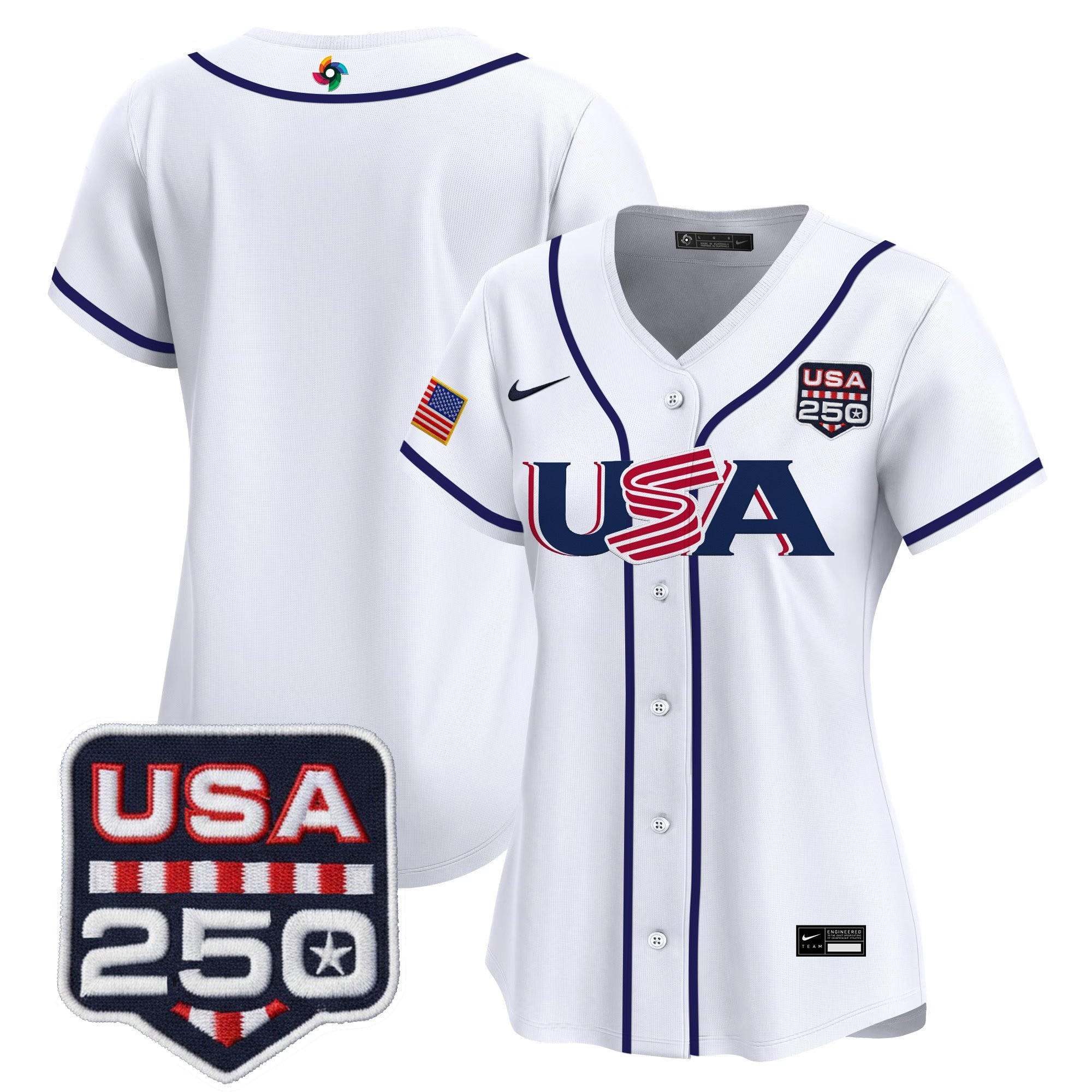 Women's Team USA World Baseball Classic 250America Patch Vapor Premier Jersey - All Stitched