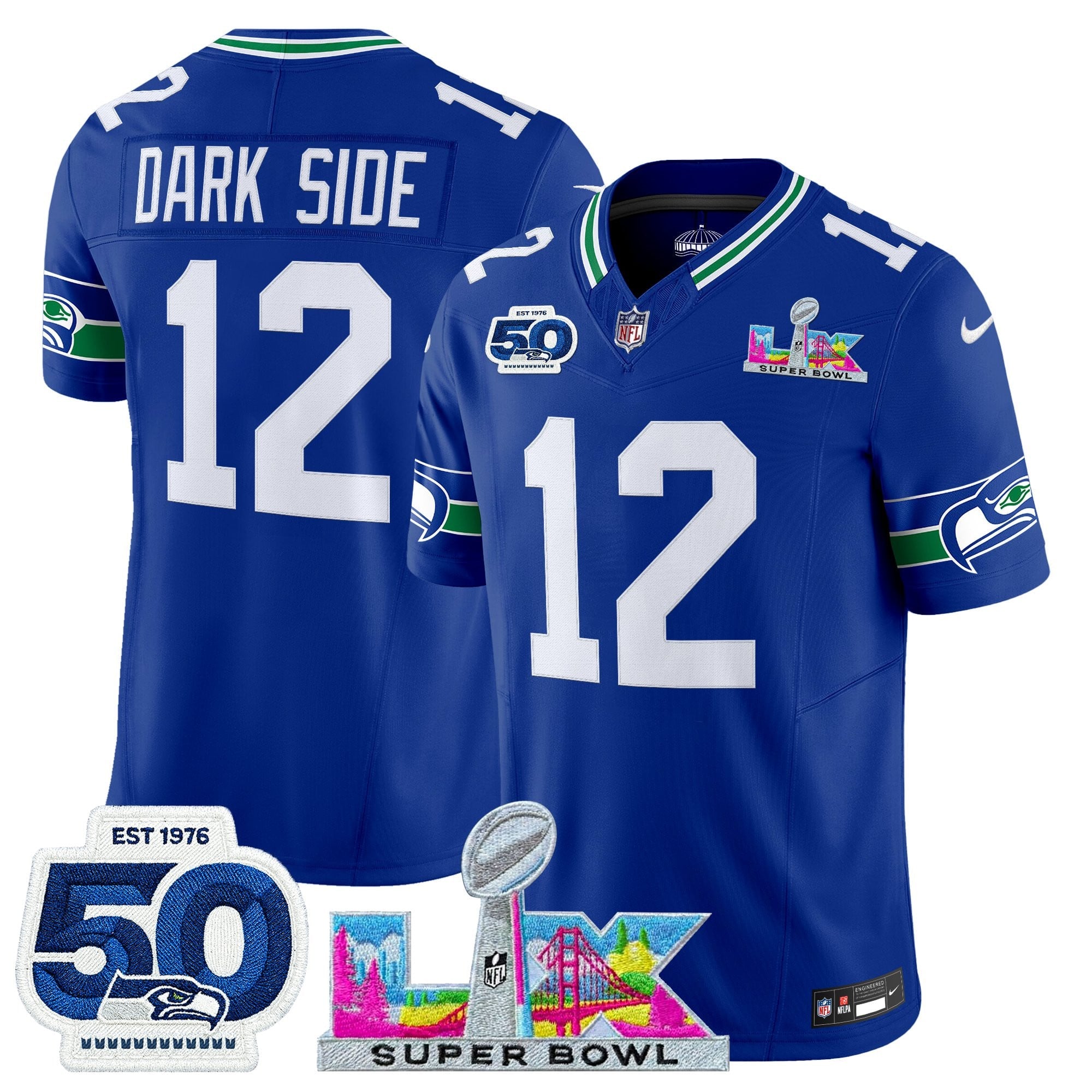 Men's Seattle Seahawks "Super Bowl LX & 50th Patch" Vapor Limited Jersey - All Stitched