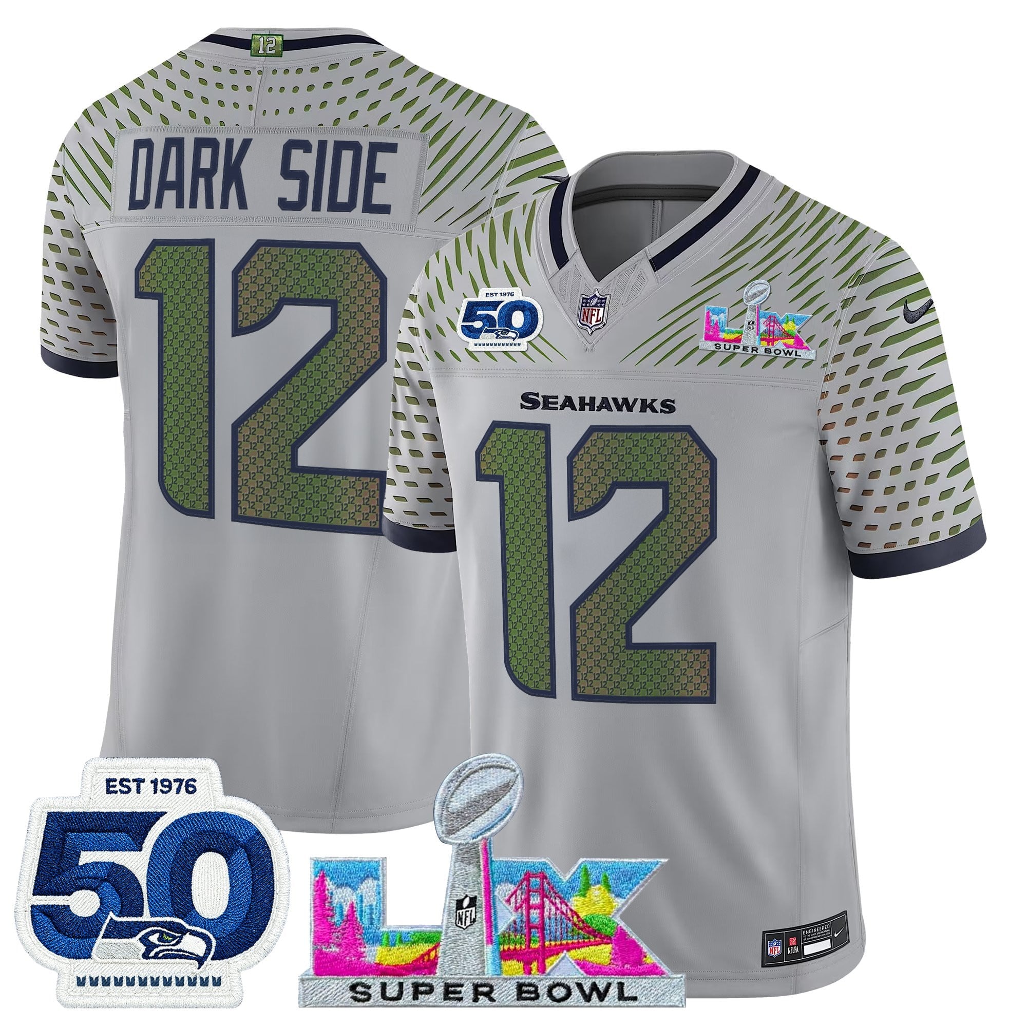 Men's Seattle Seahawks "Super Bowl LX & 50th Patch" Vapor Limited Jersey - All Stitched